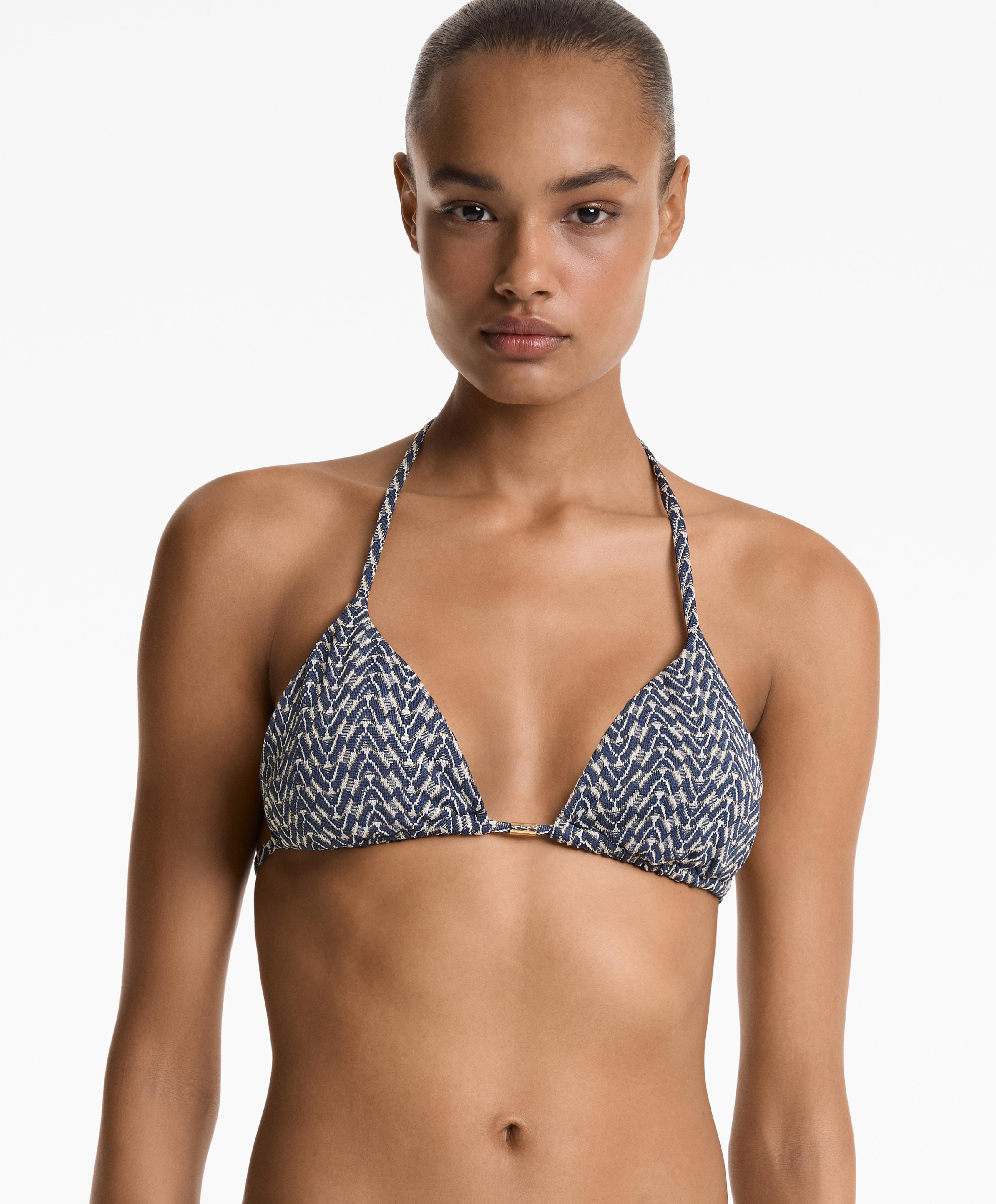 Jacquard triangle bikini top