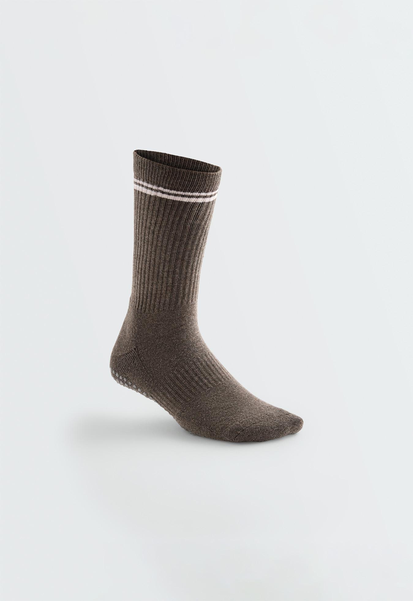2 pairs of classic cotton cushioned yoga and Pilates socks — TAN MELANGE