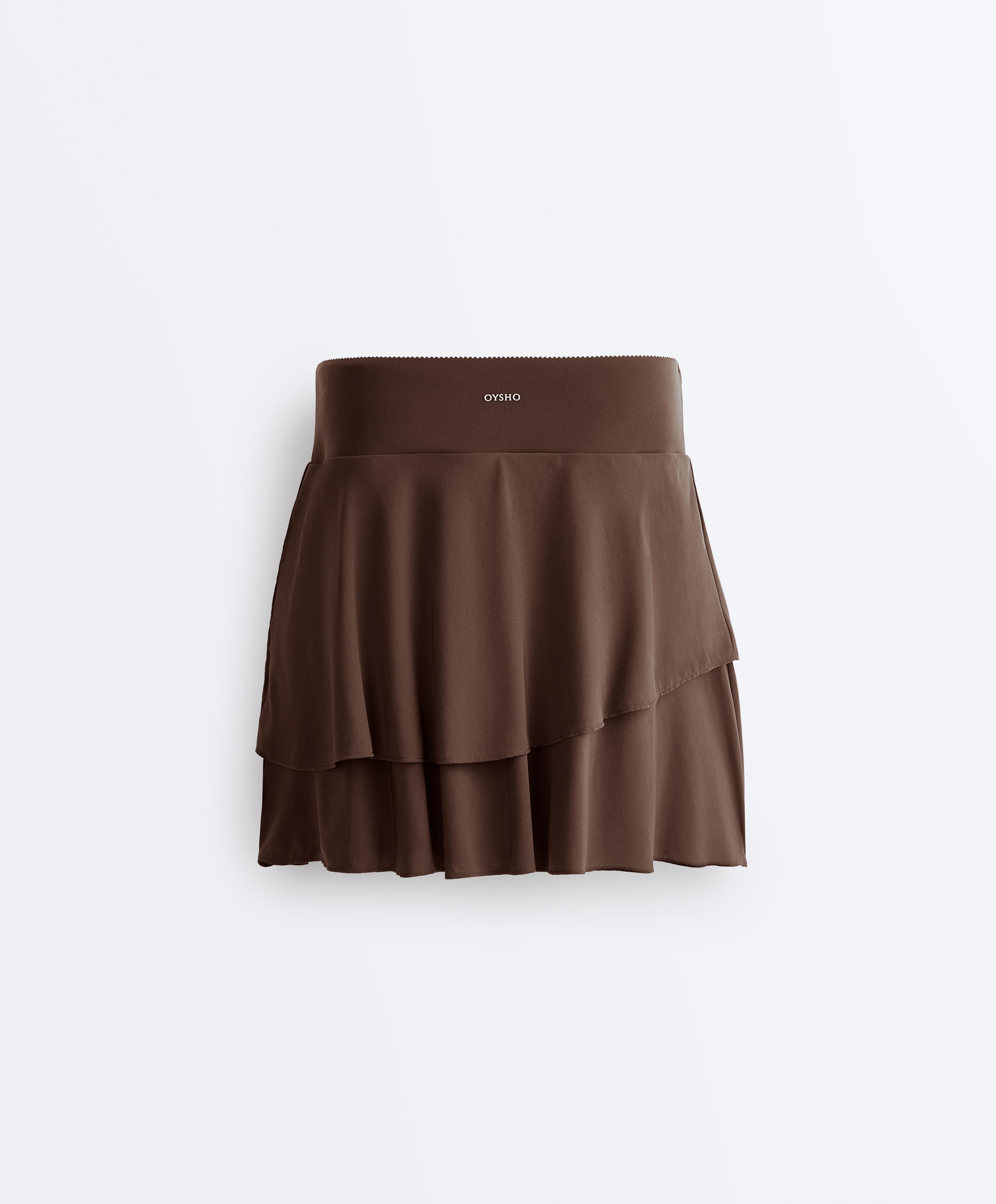 High-rise Compressive frill short skirt — BROWN