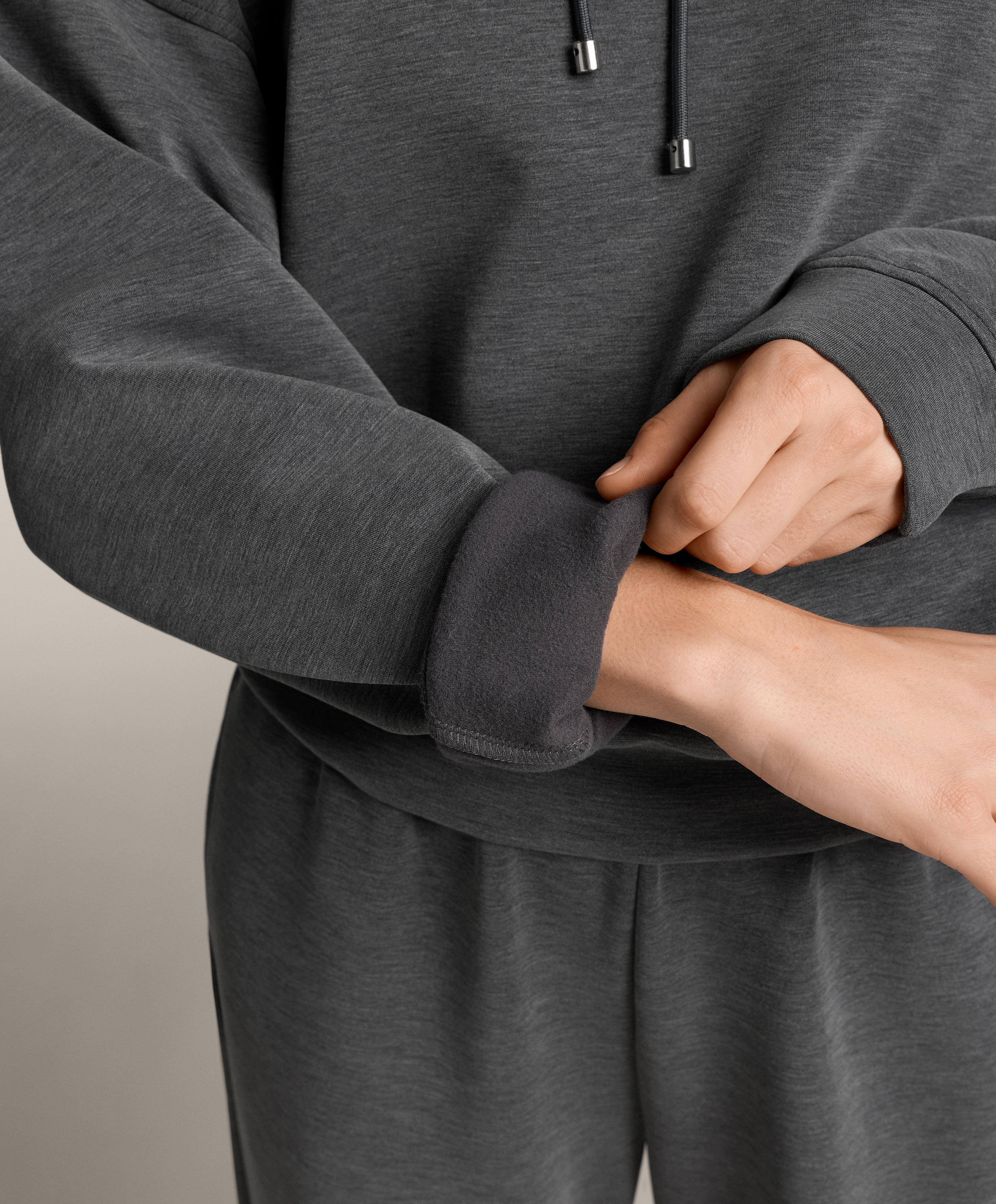 Boxy hooded sweatshirt with brushed modal marl — ASPHALT GREY