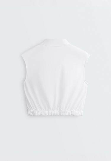 Sleeveless piqué cotton polo shirt — WHITE  8