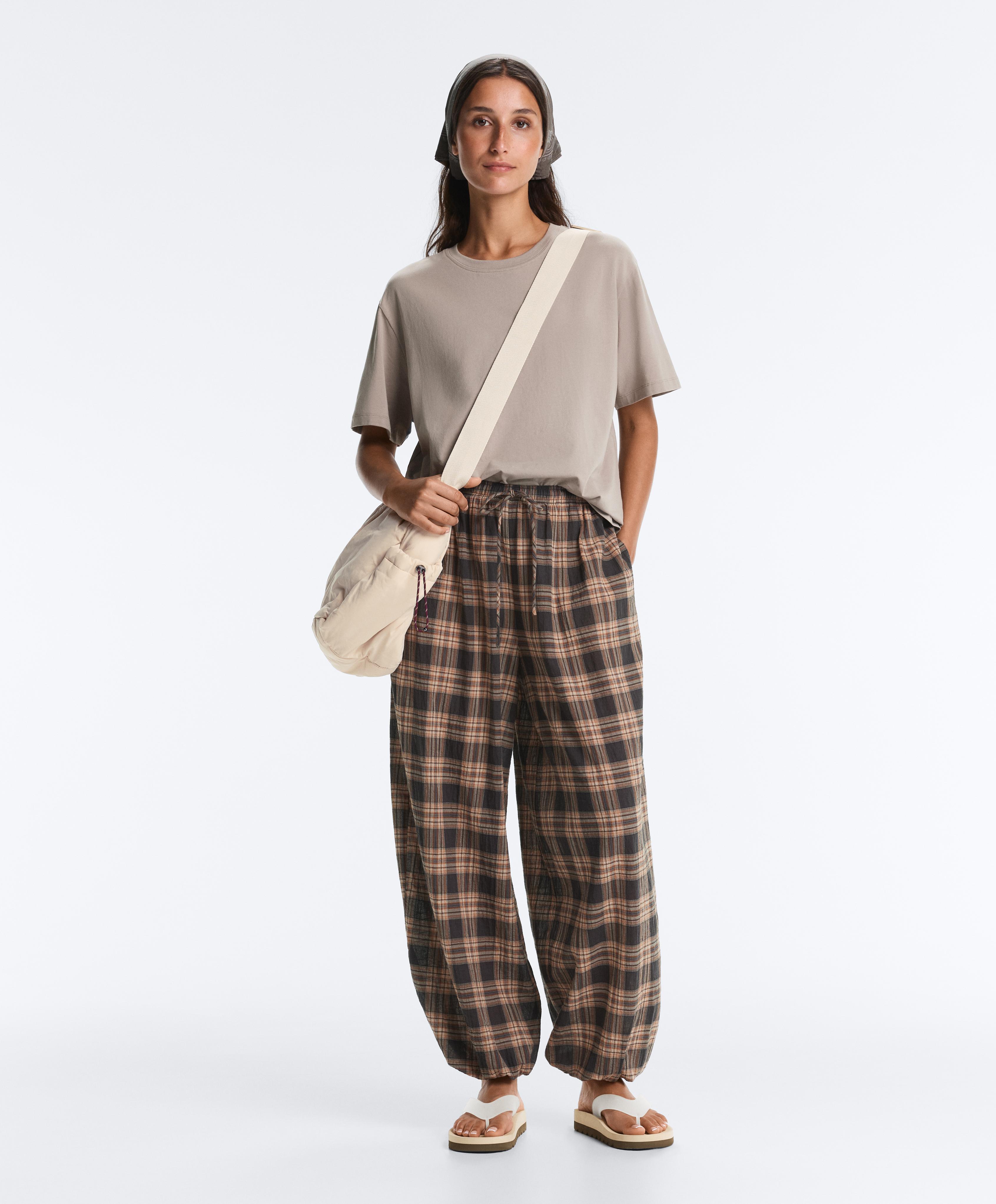 Check cotton-blend bloomer trousers — WASHED BLACK