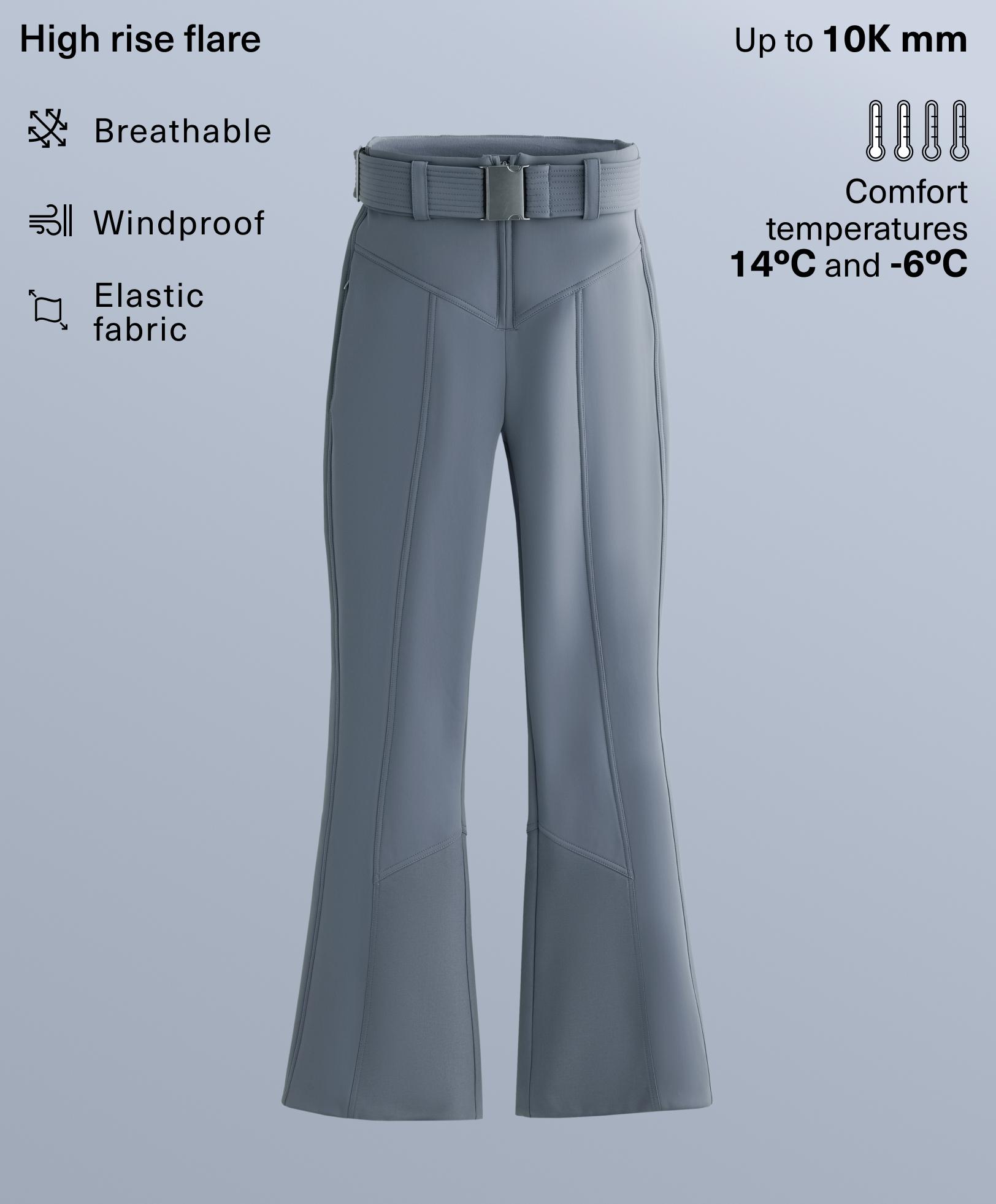 Water-resistant high-rise flare stretch SKI trousers — GREY-BLUE