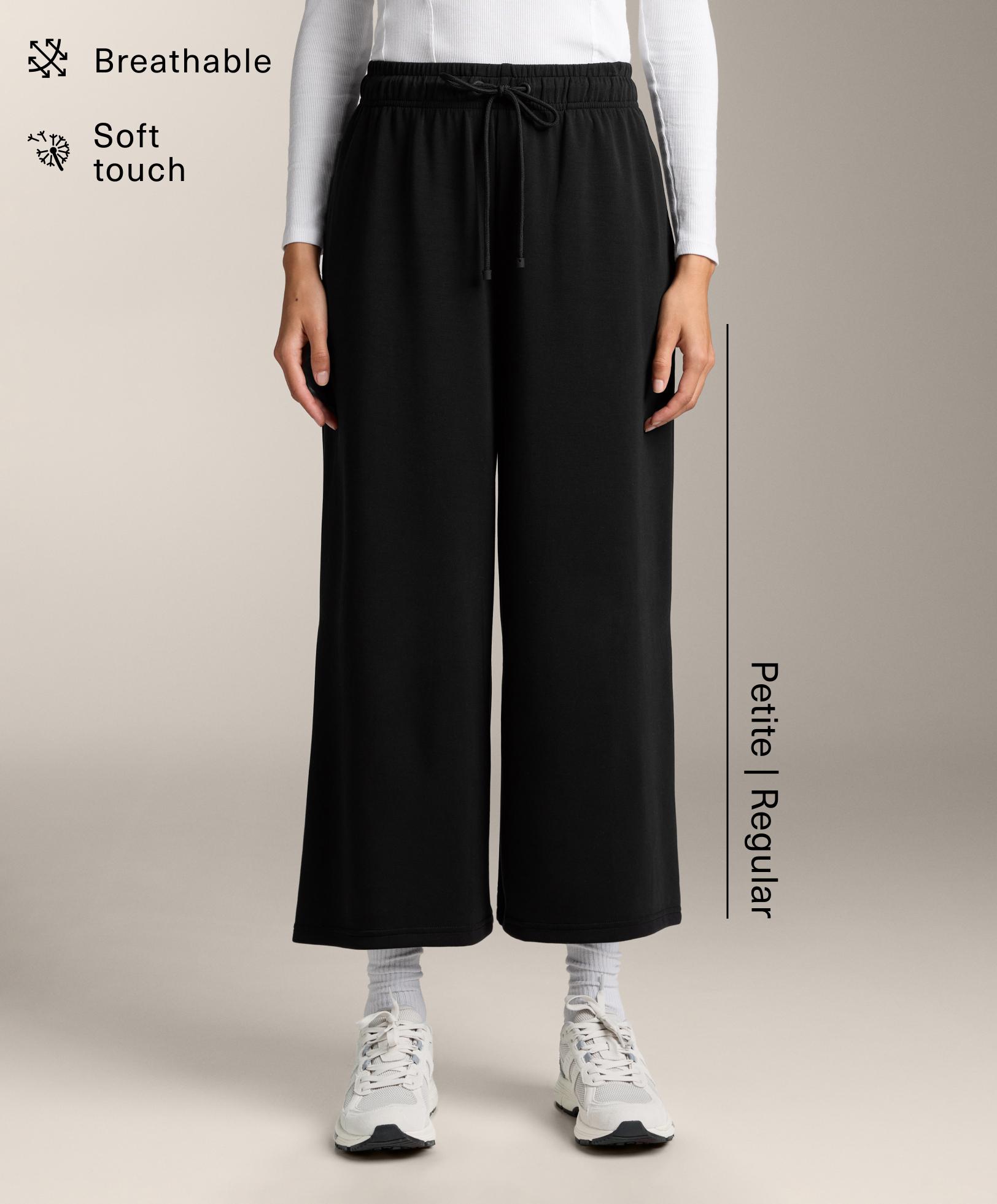 Soft-touch wide-leg crop trousers with modal