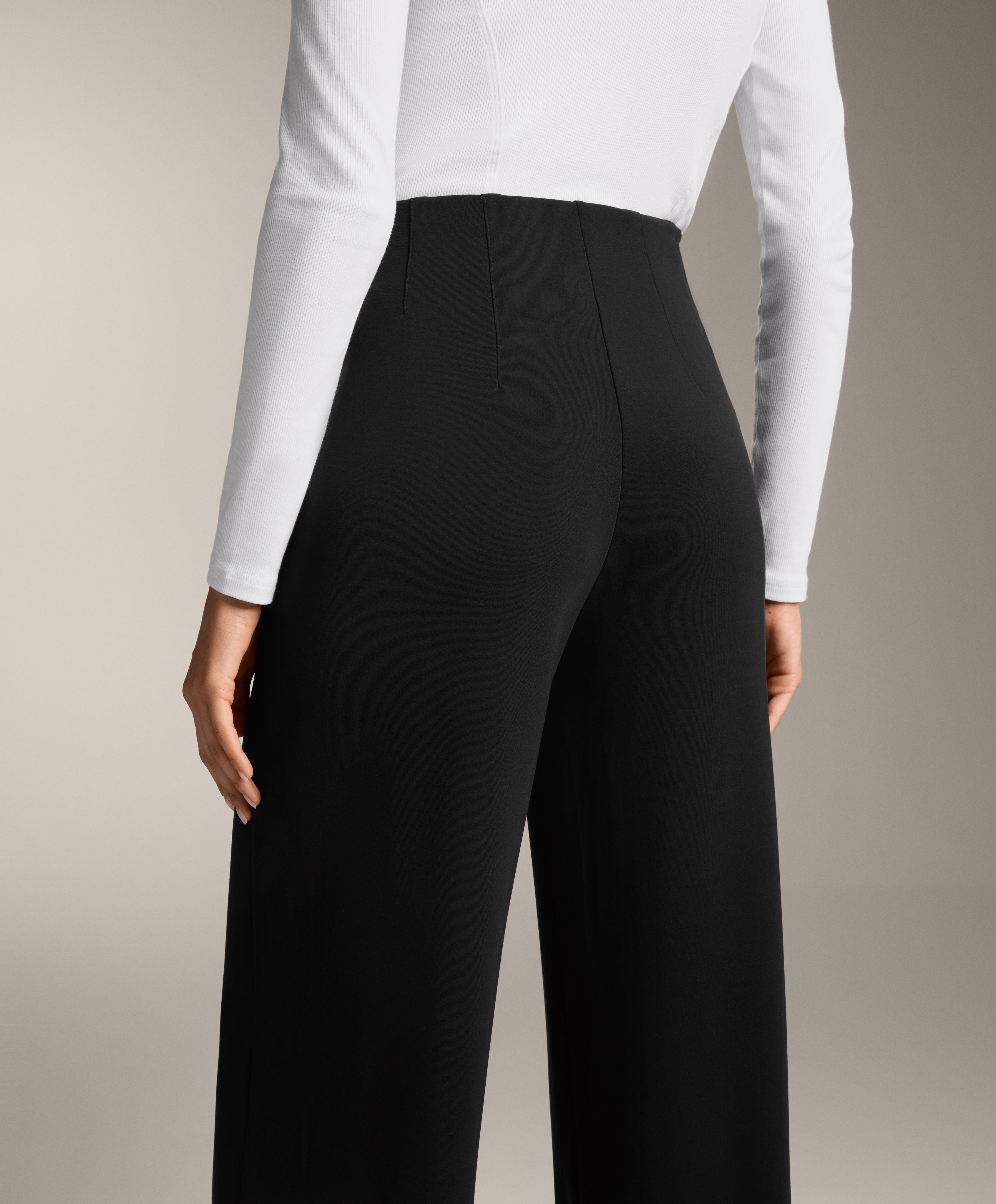 Straight-leg trousers with modal and crease — BLACK