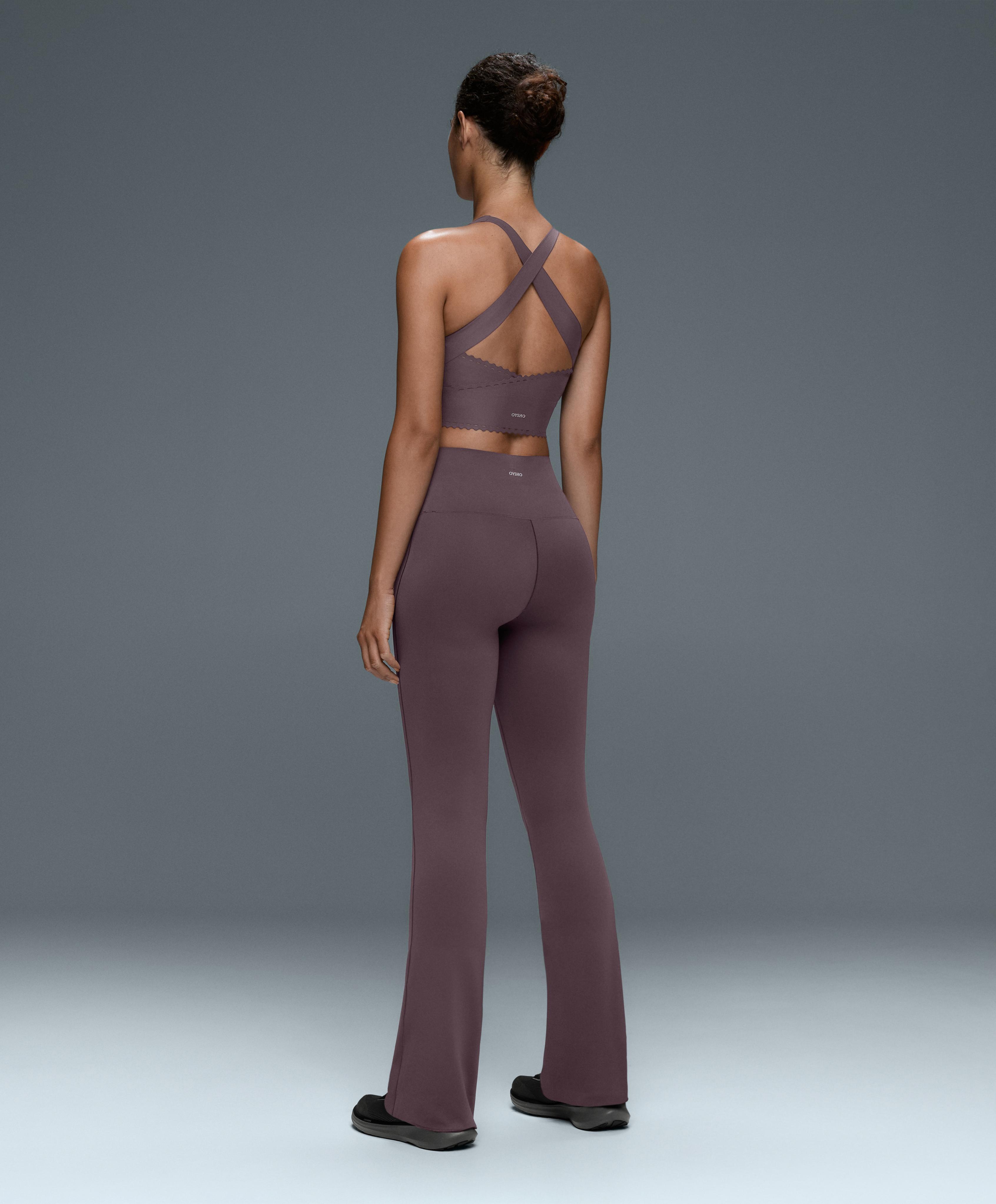 Perfect-adapt high-rise flare trousers — Purplish brown