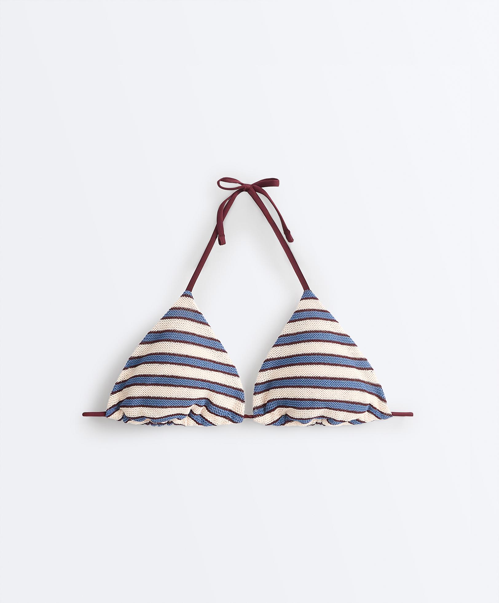 Striped crochet triangle bikini — LAVENDER BLUE