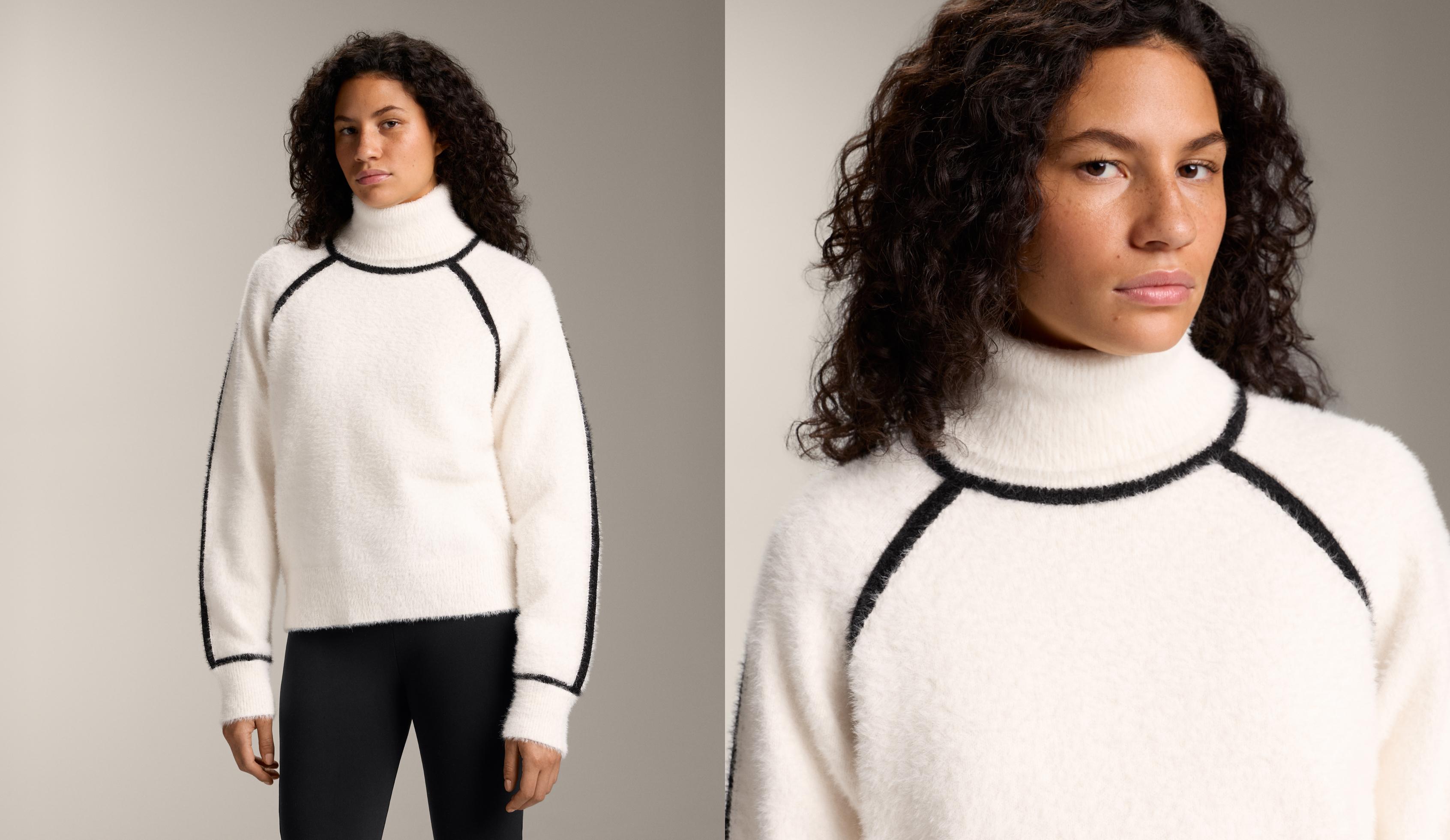 Strickpullover mit Piping und Stehkragen Strickpullover mit Piping und Stehkragen