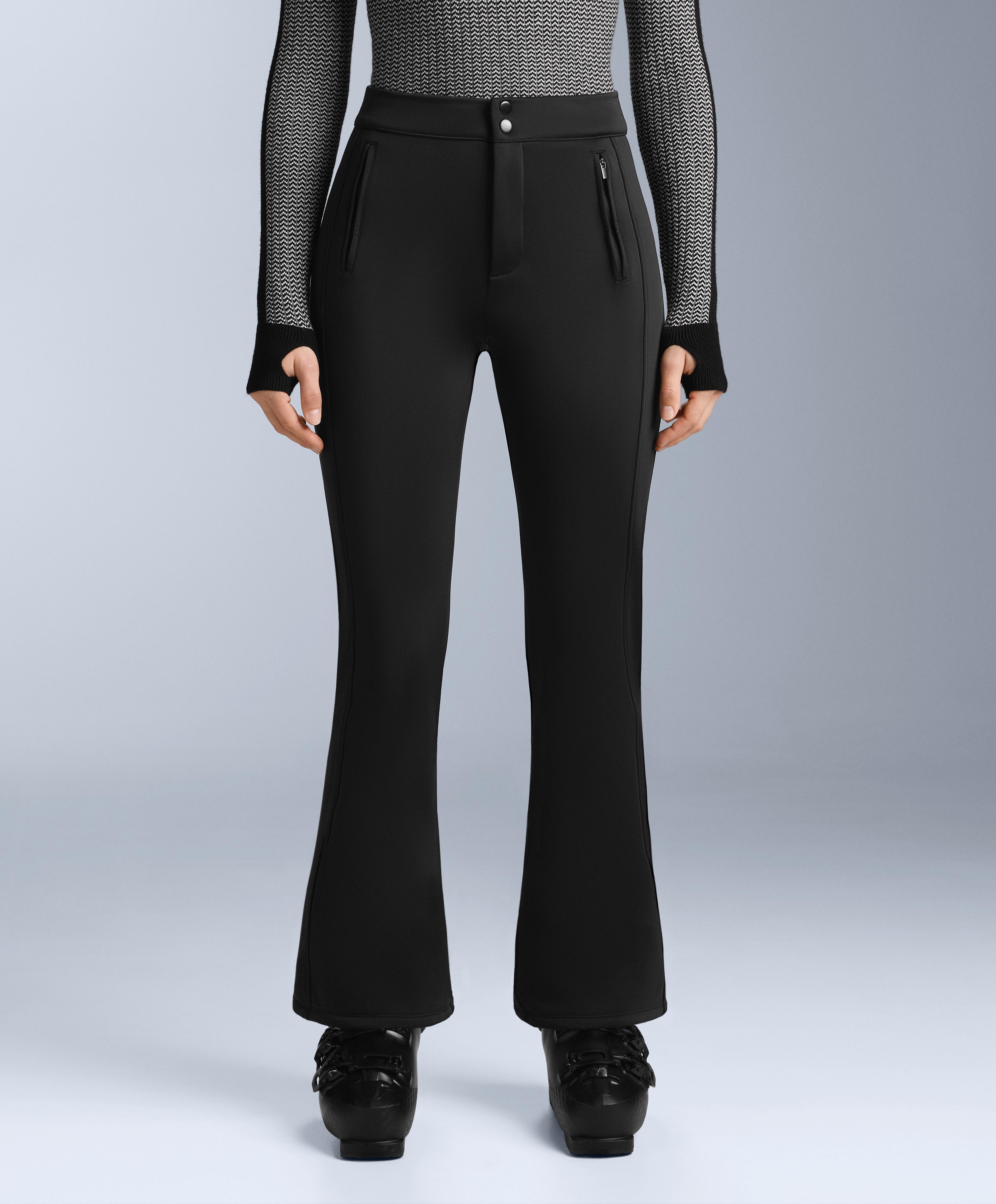 Water-resistant flare stretch SKI trousers — BLACK