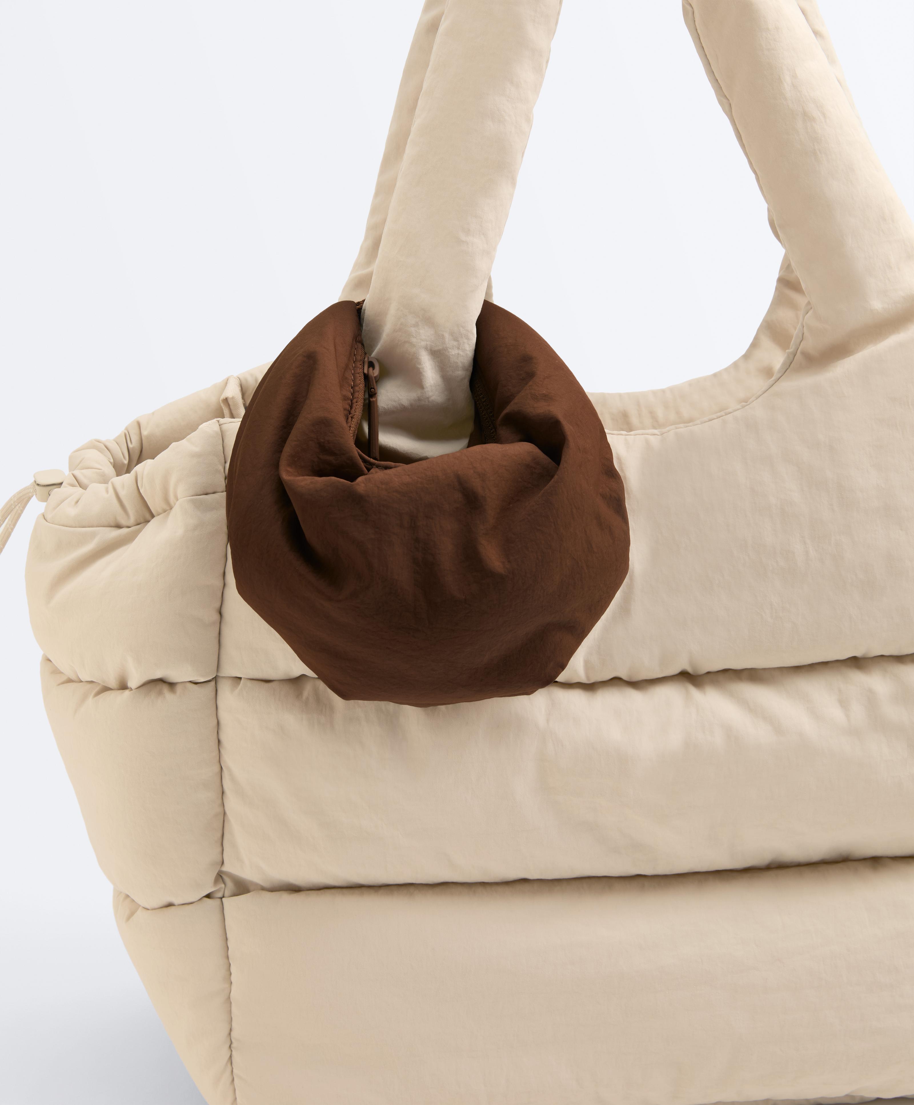 Mini quilted crossbody bag — COFFEE