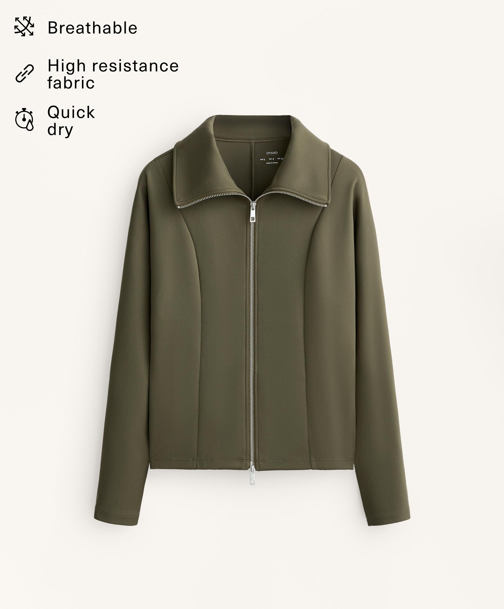 Double zip neoprene-effect jacket