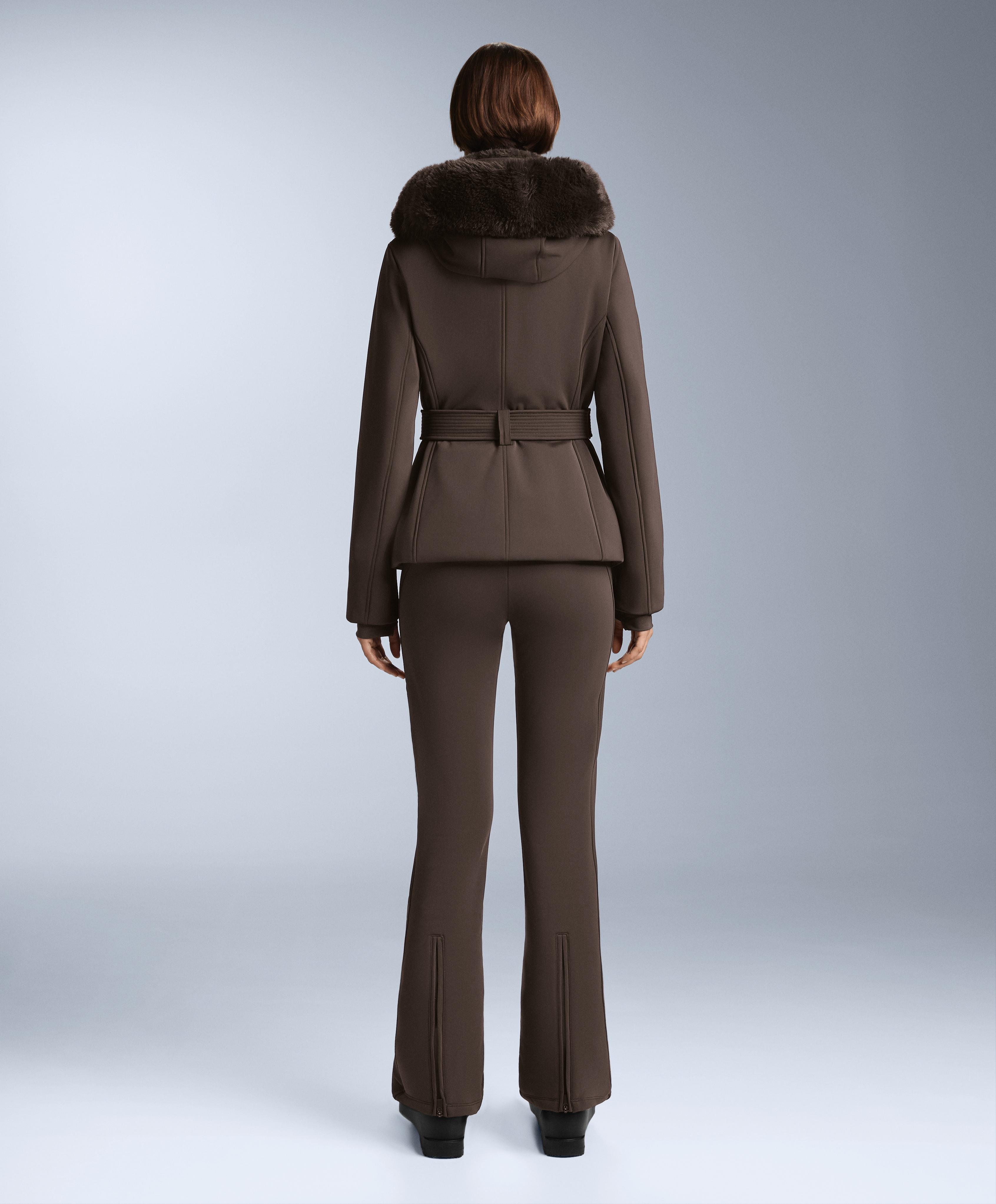 Water-resistant full length flare stretch SKI trousers — DARK BROWN