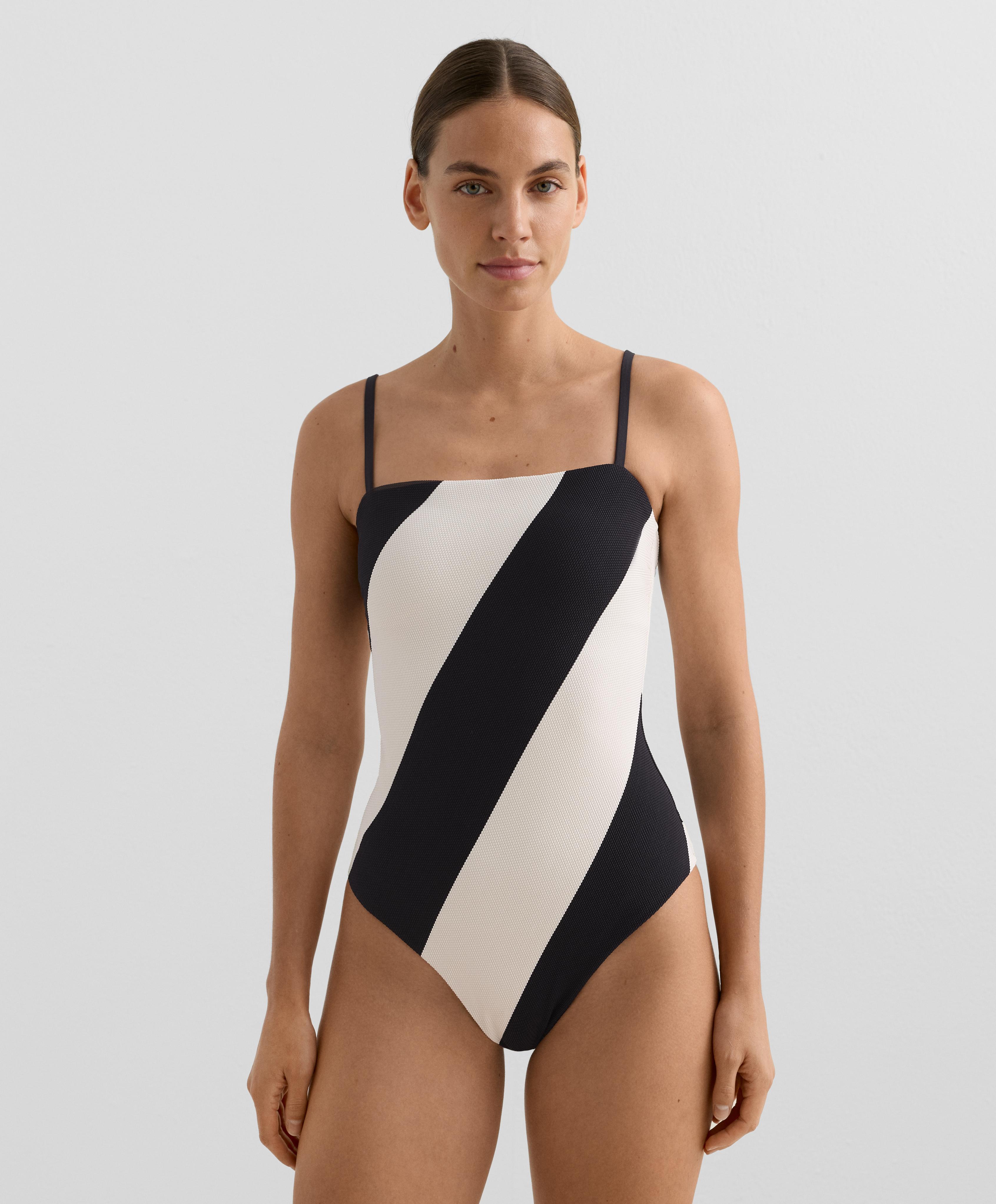 Baddräkt i bandeaumodell piké diagonal rand