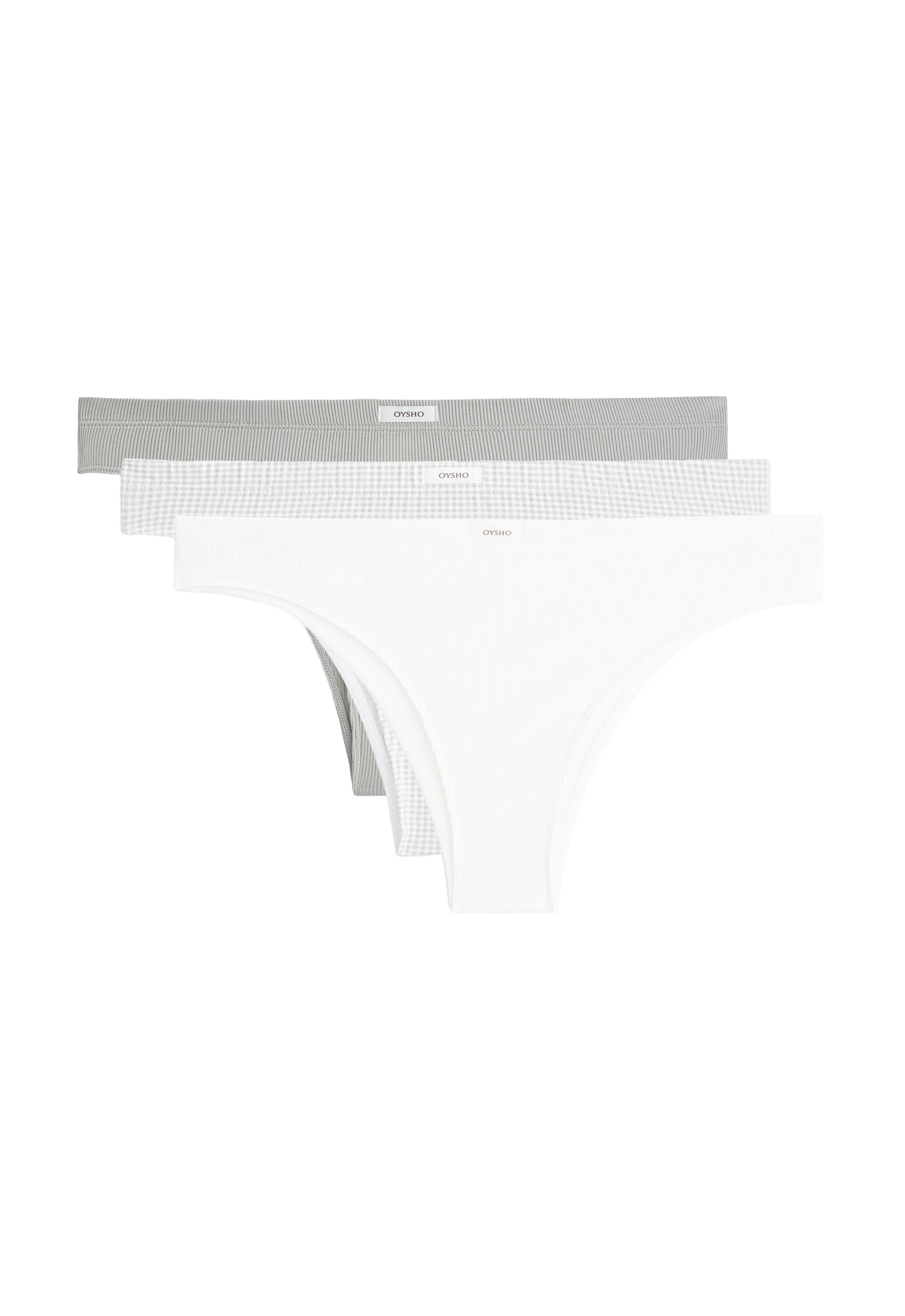 3 cotton blend Brazilian briefs — PALE GREY