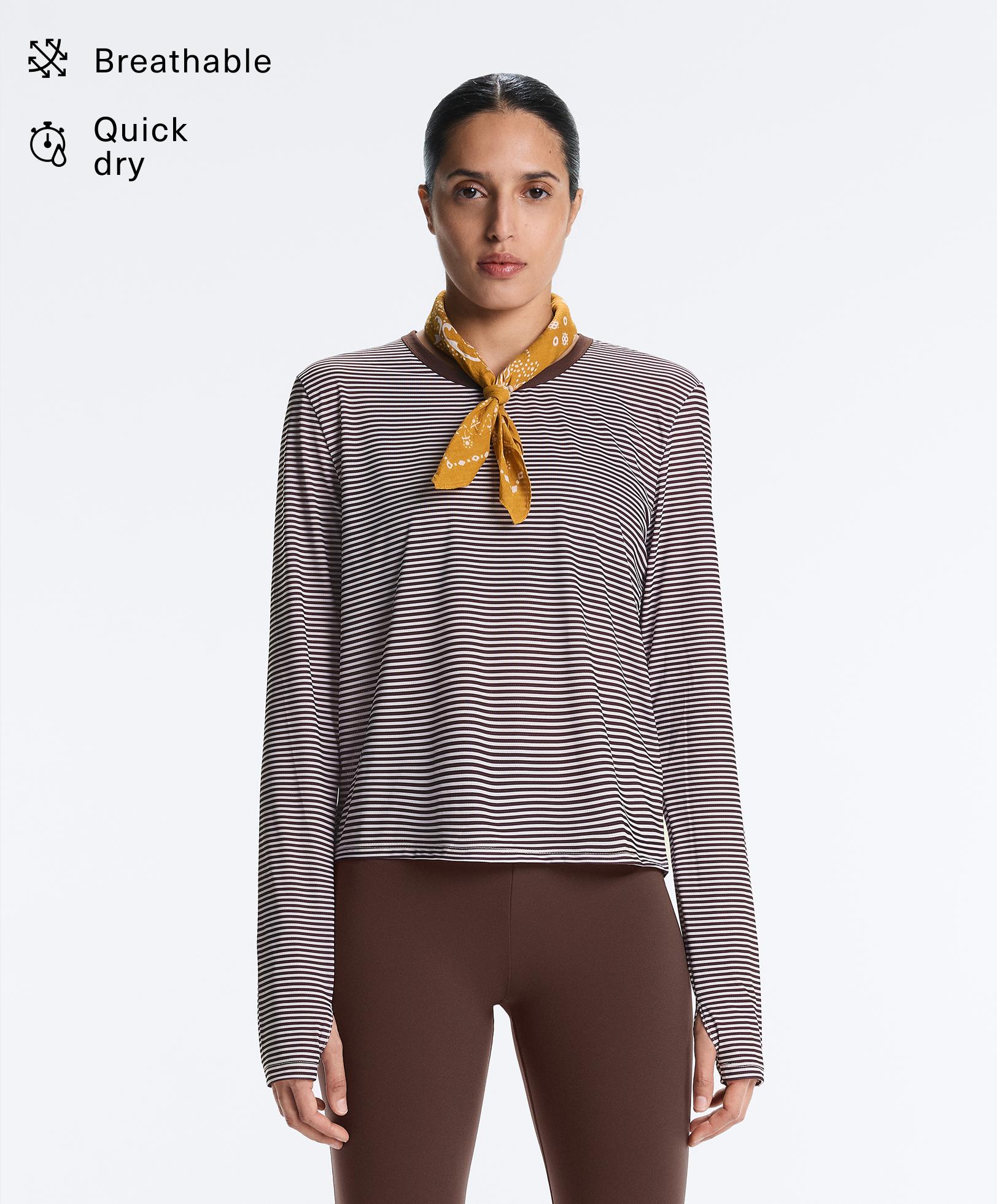 Long-sleeved striped technical T-shirt Long-sleeved striped technical T-shirt