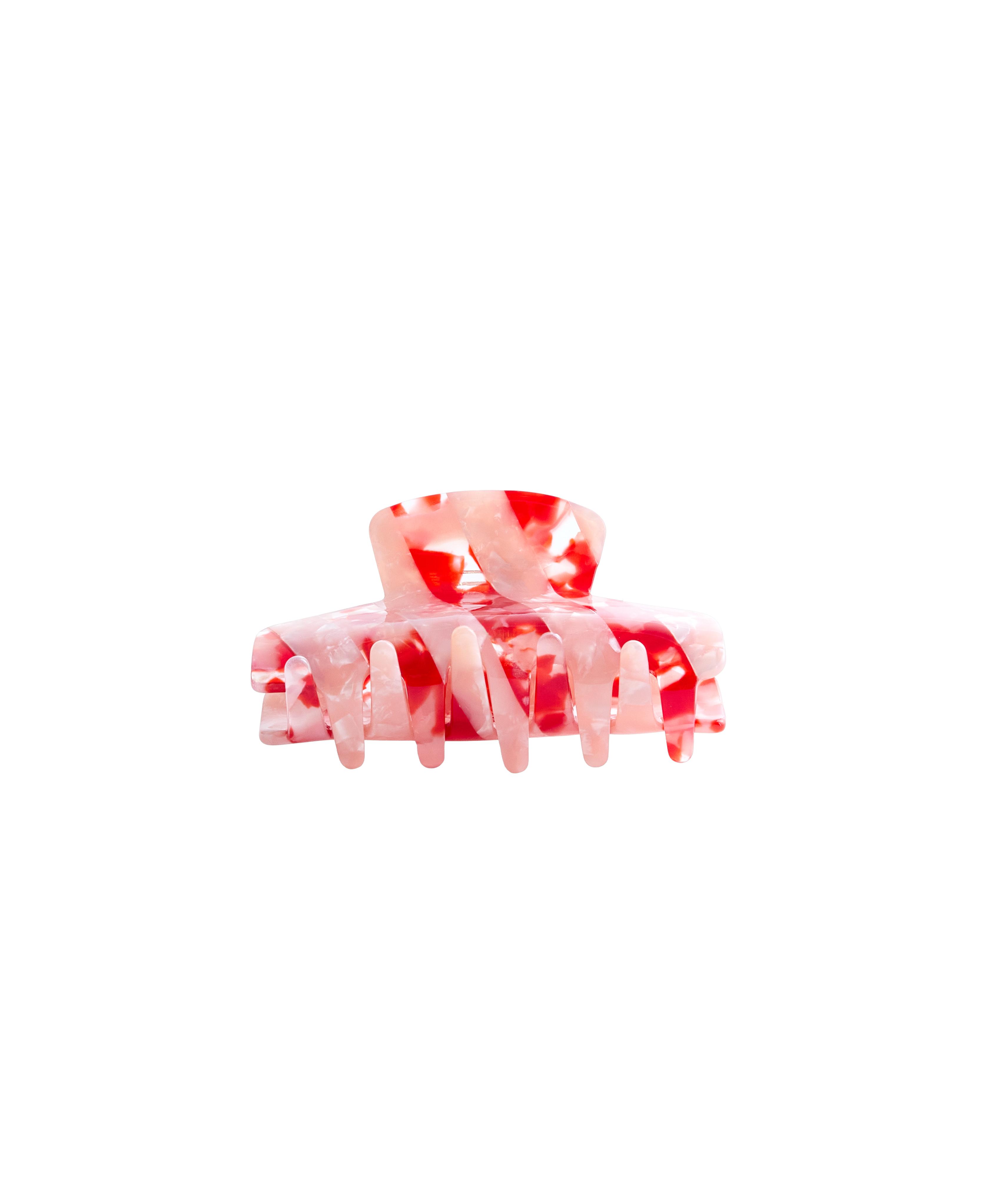 Mixed-stripe hair claw — CORAL RED