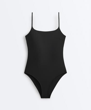 Compressive round-neck swimsuit — BLACK 8