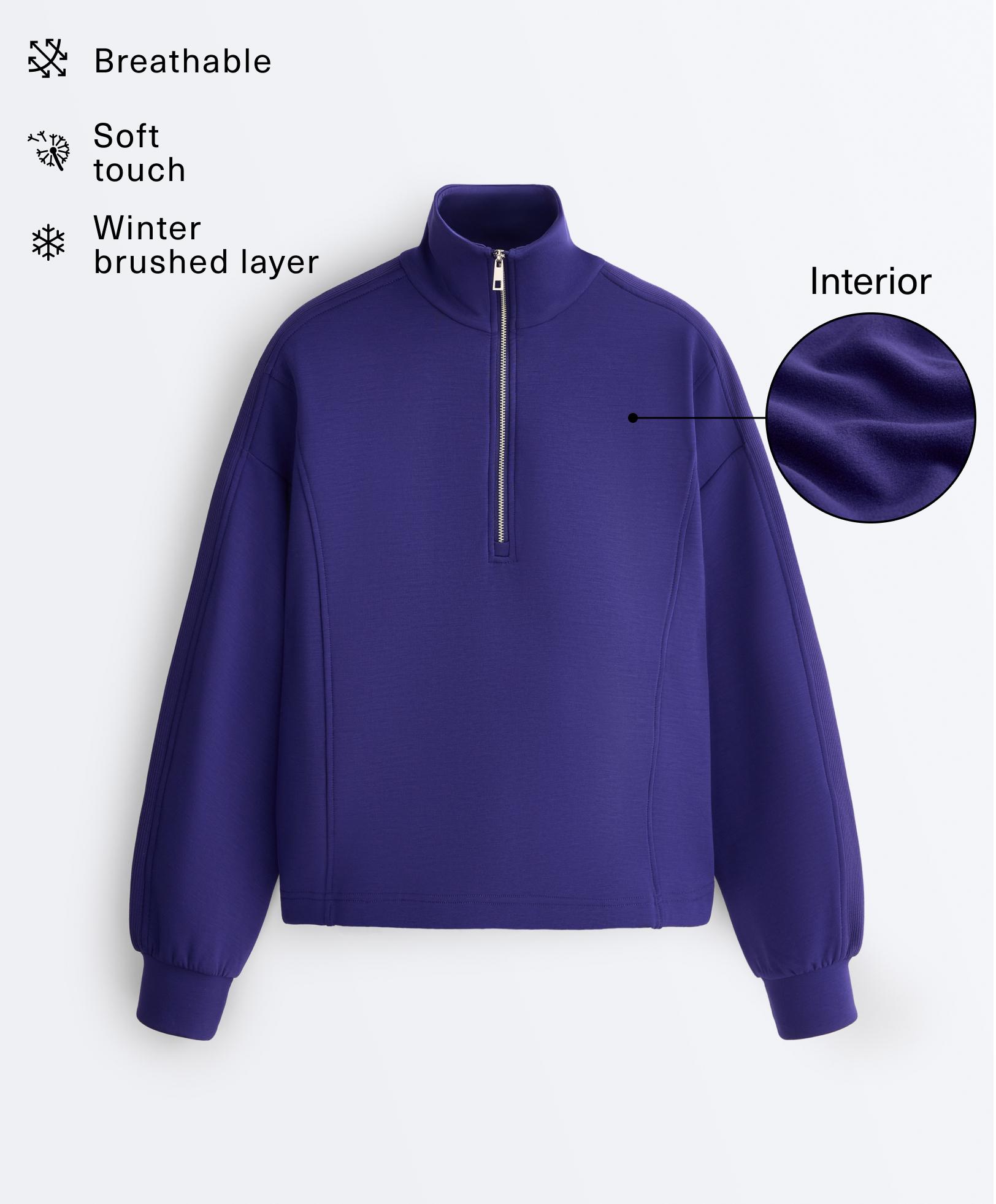 Sudadera media cremallera con modal brushed