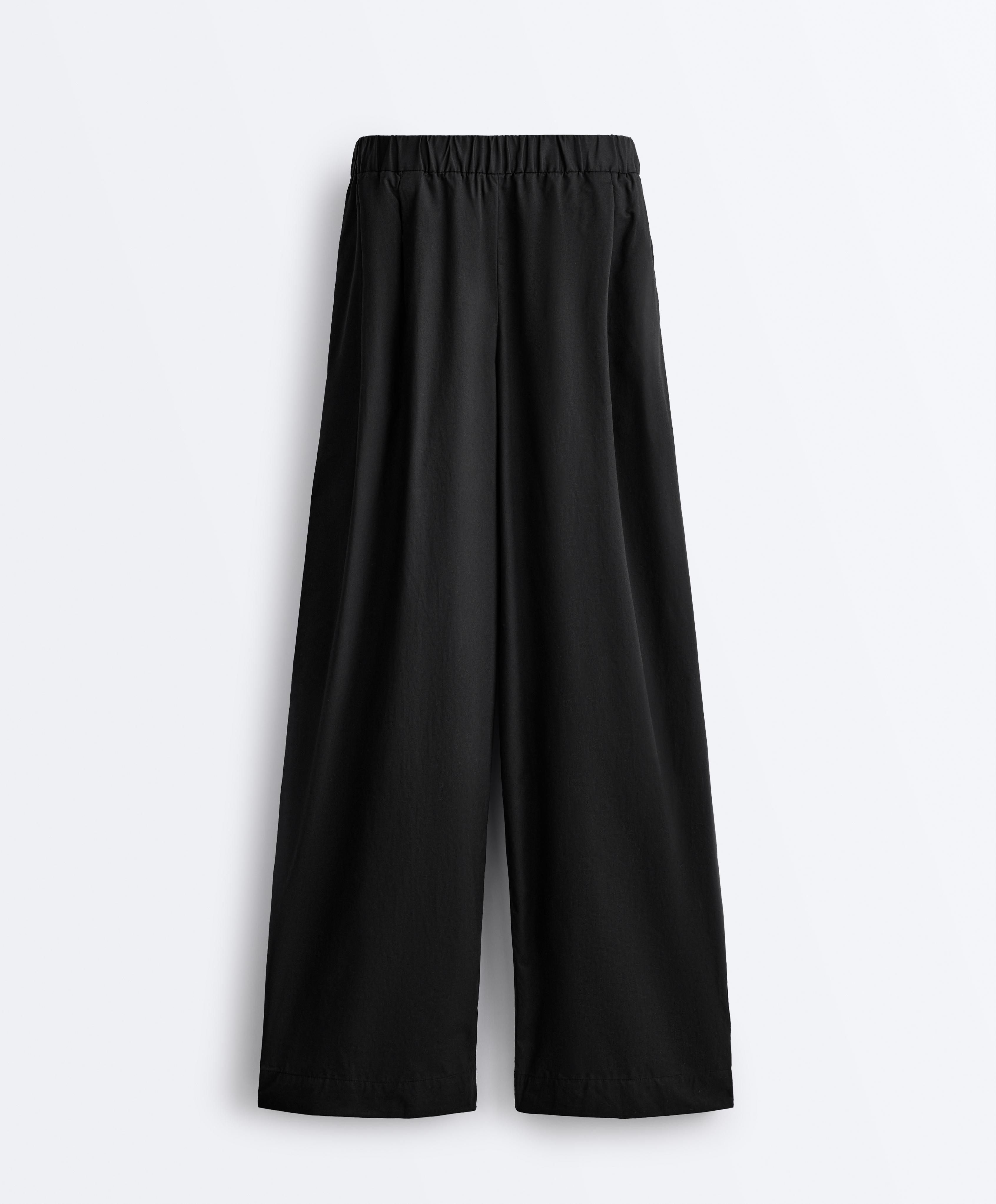 100% cotton tapered trousers — BLACK