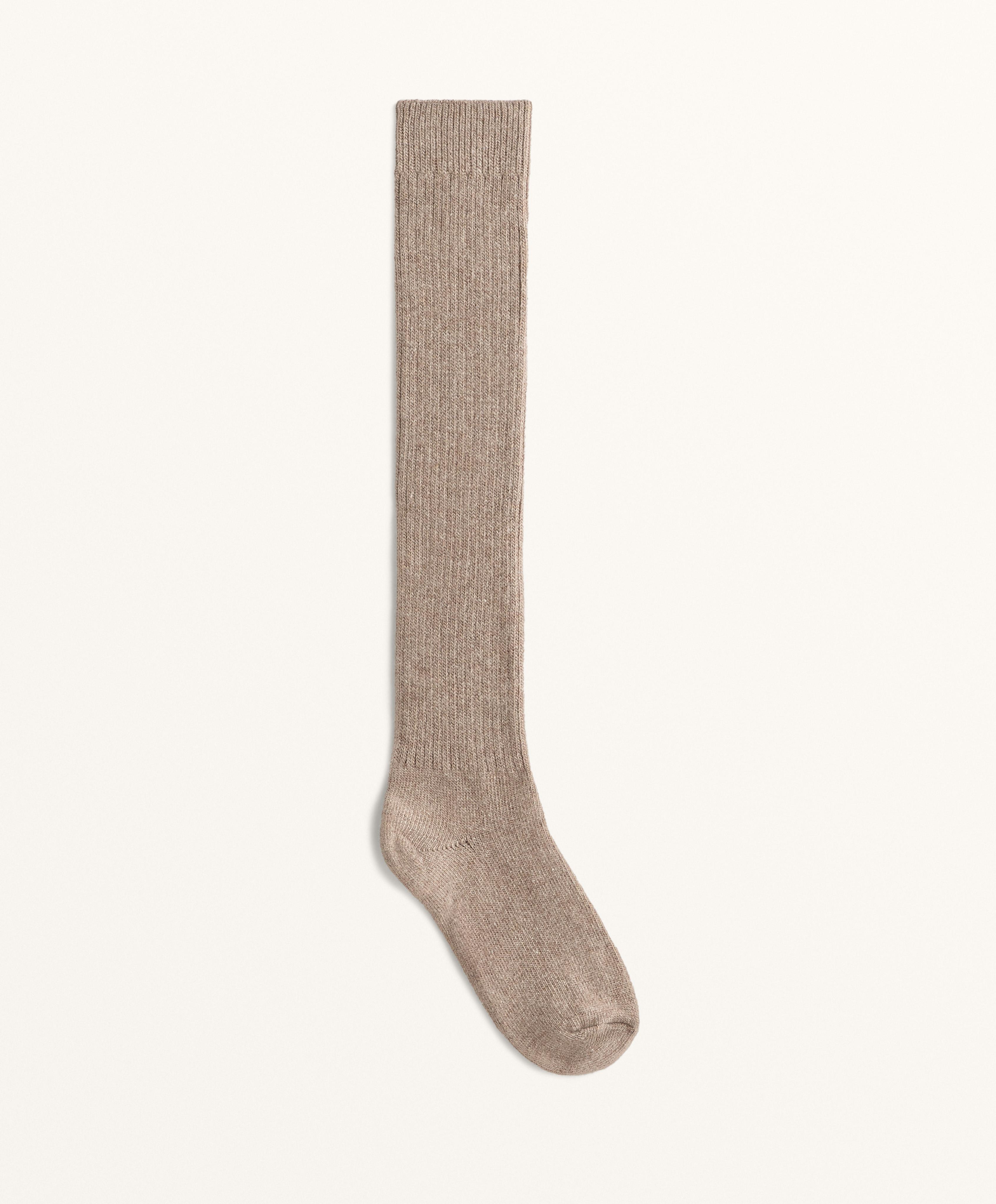 18% cashmere 13% wool long socks — TAN MELANGE