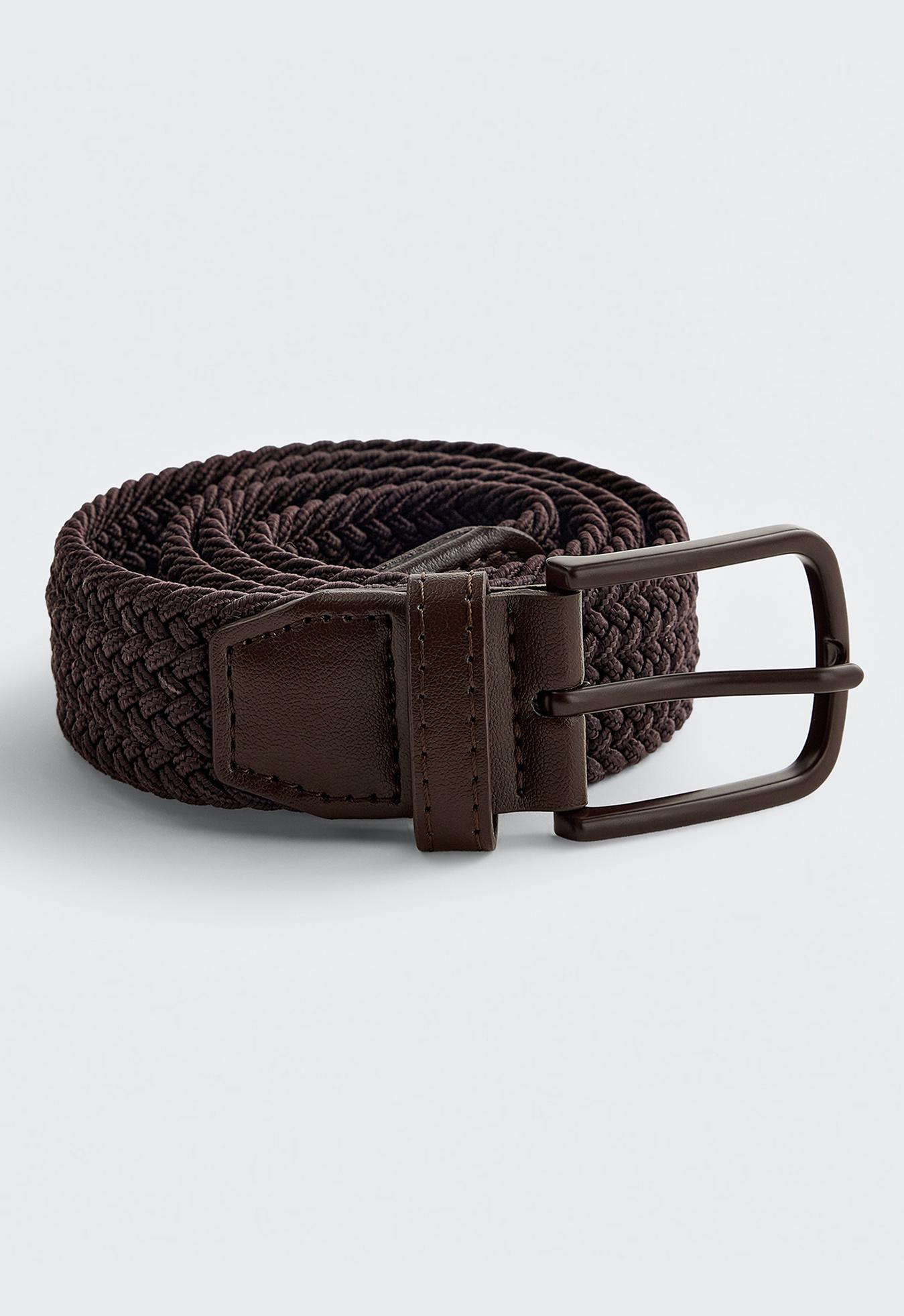 PLAITED ELASTIC BELT — BROWN