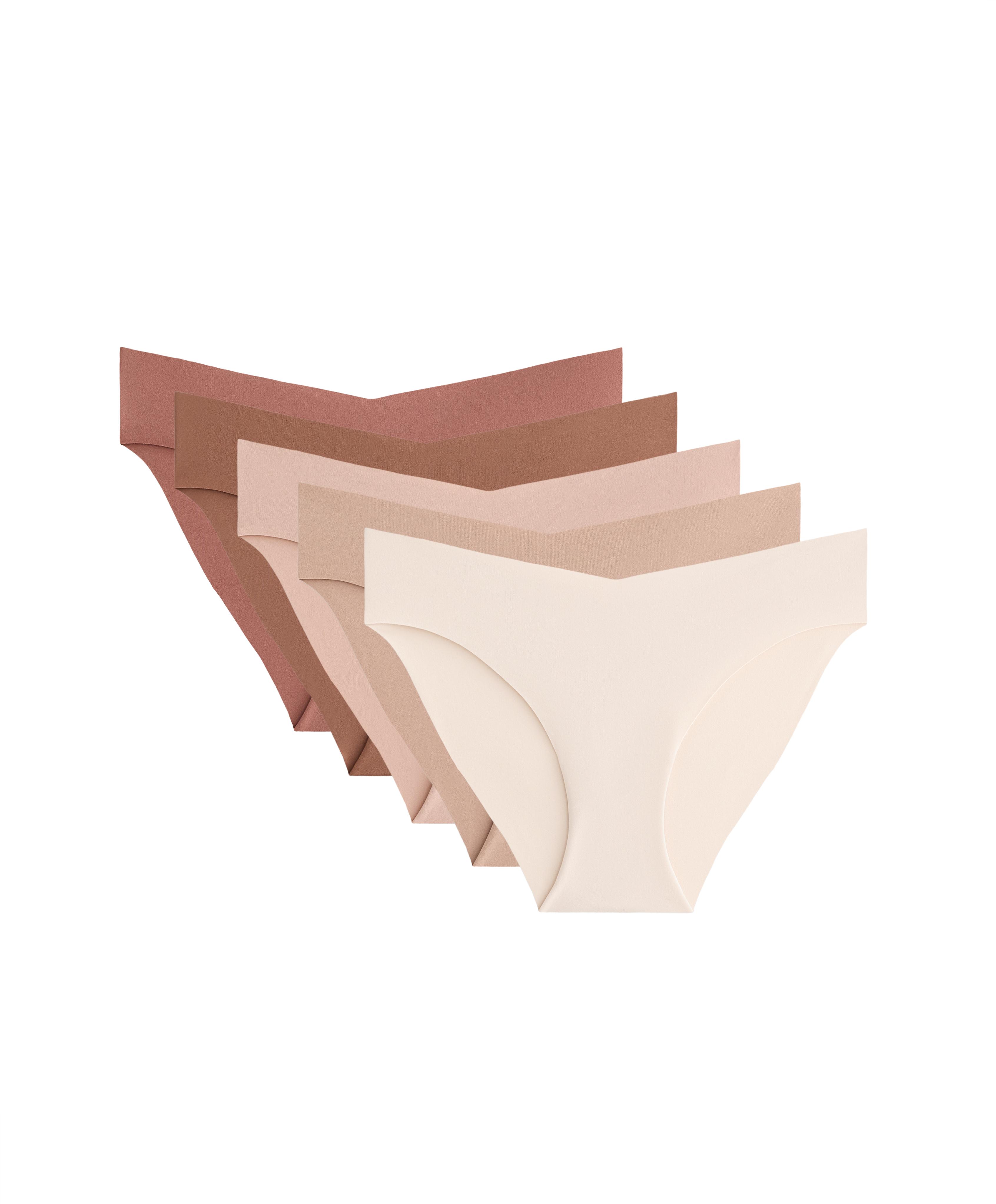 5 invisible polyamide blend classic V-cut briefs — BEIGE