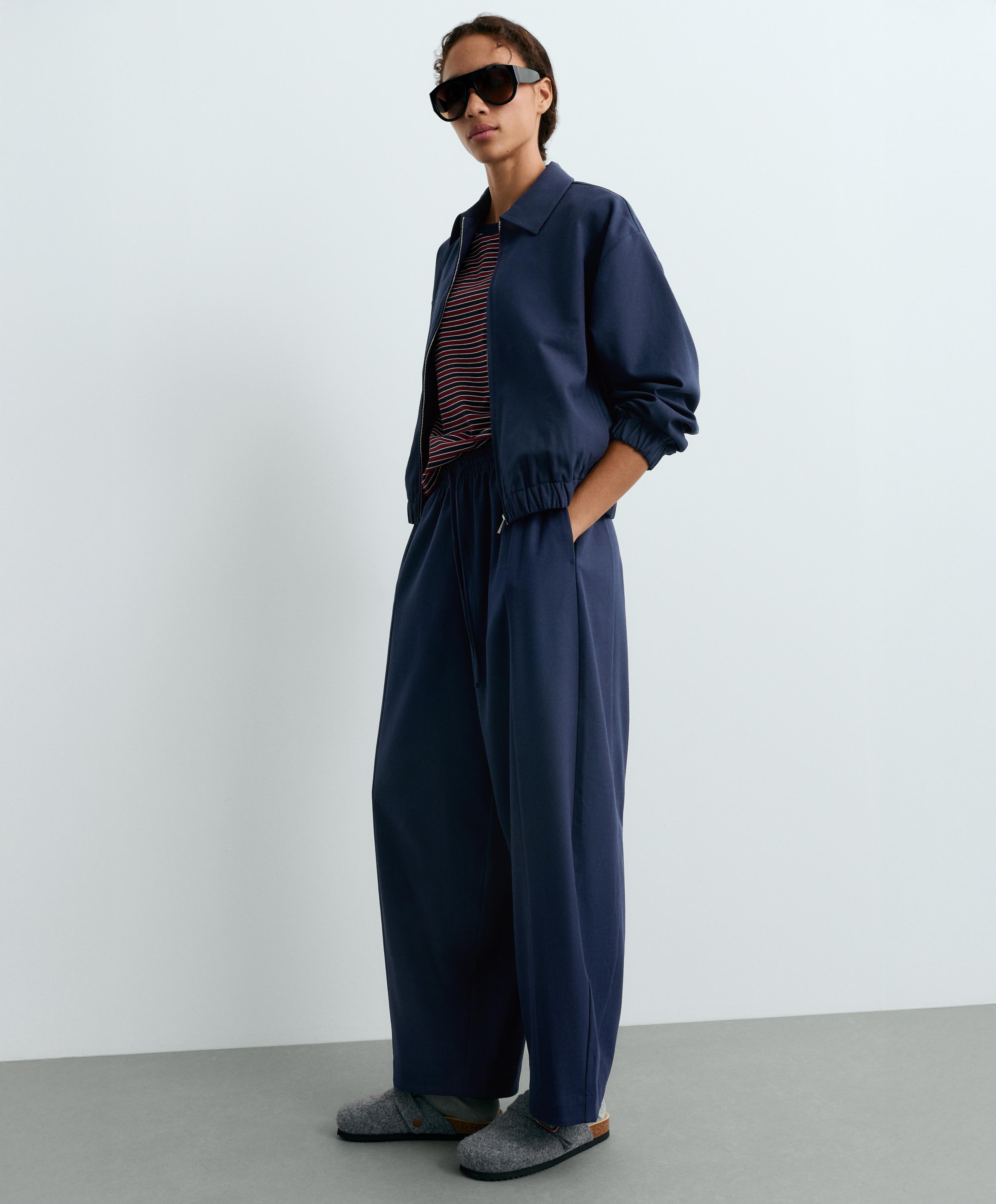 13% wool balloon trousers — NAVY BLUE