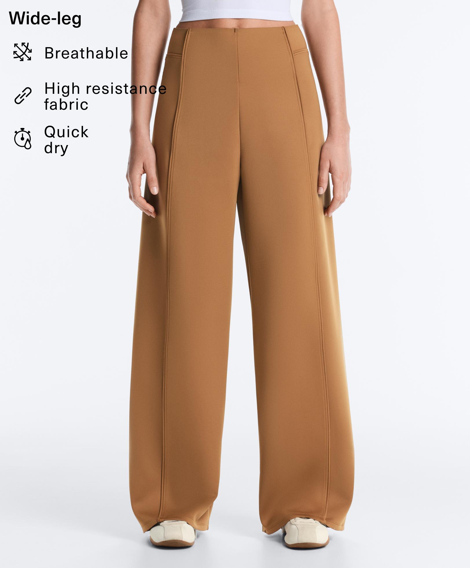 Neoprene effect high rise wide-leg trousers Neoprene effect high rise wide-leg trousers