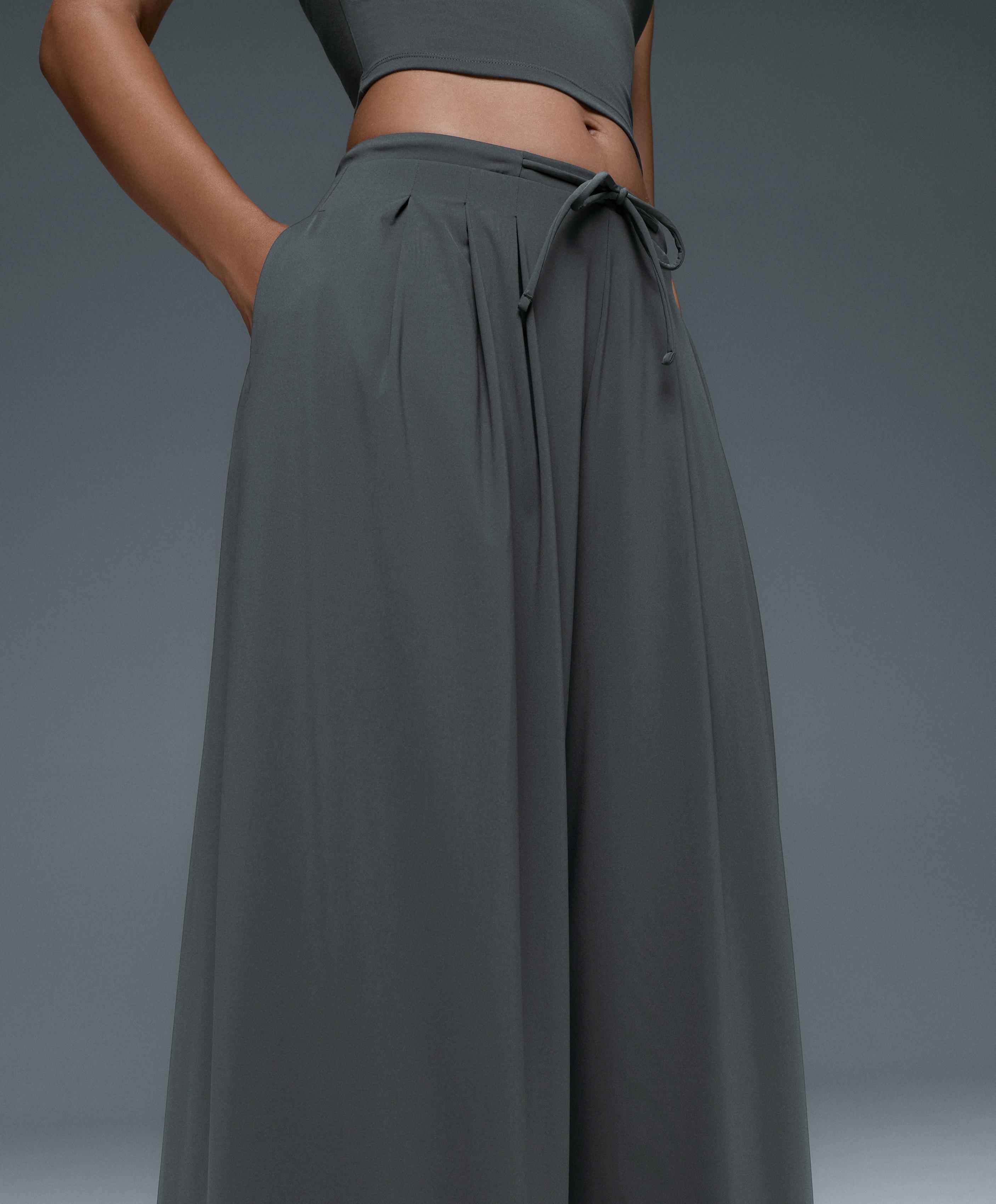 Light Touch wide-leg trousers with darts — STEEL GREY