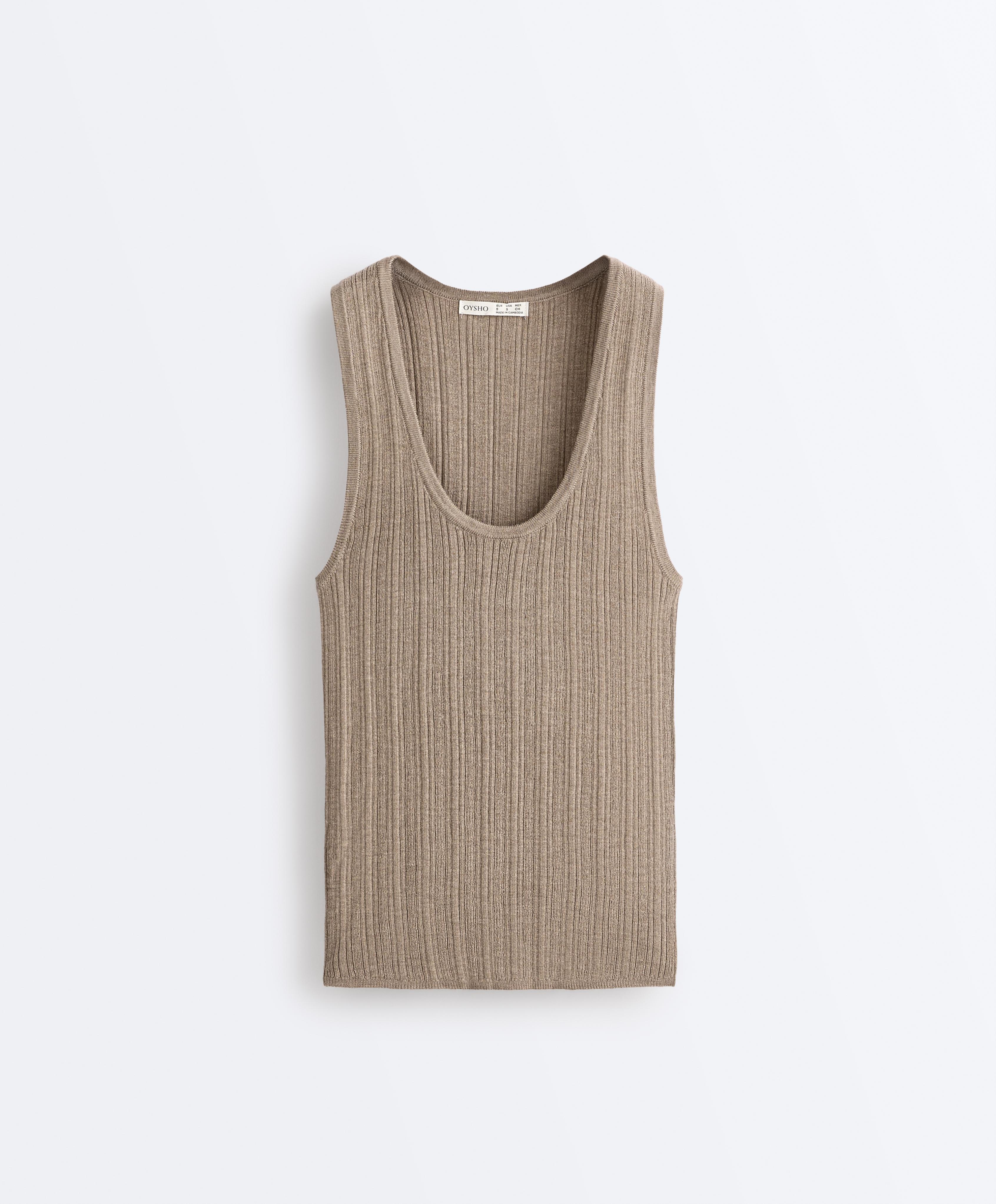 Rib knit top — DARK TAUPE