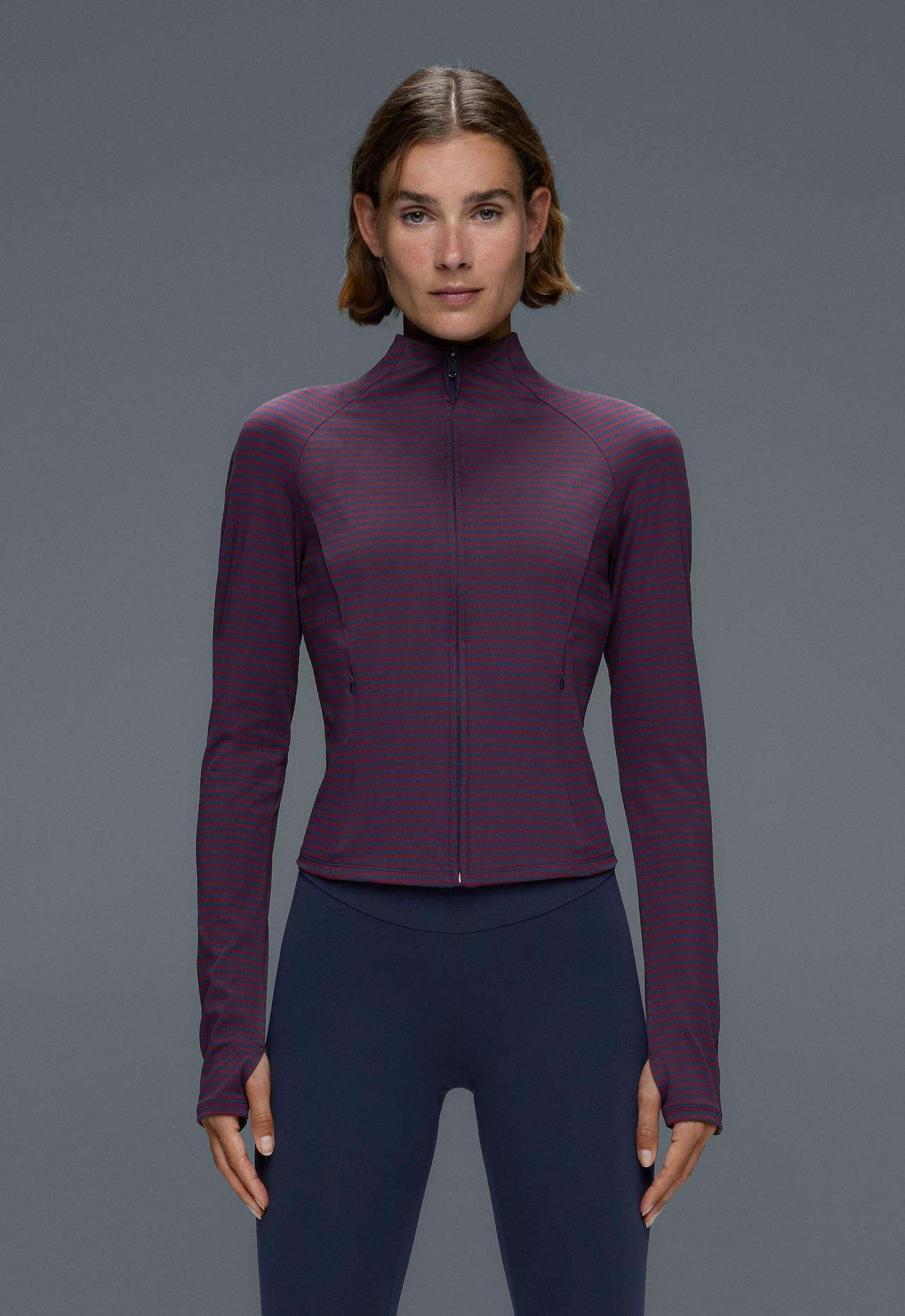 Striped technical jacket — NAVY BLUE
