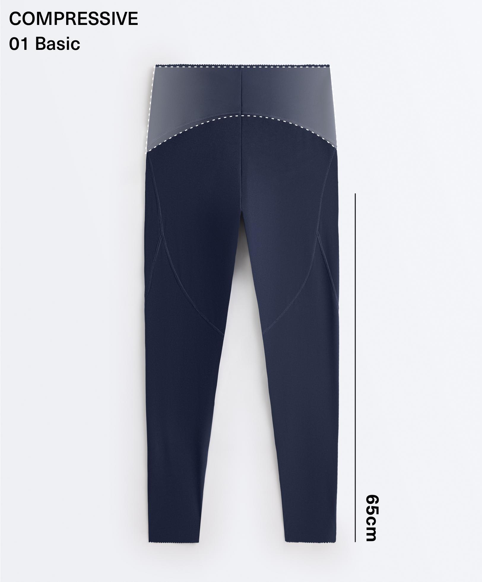 Basic compressive high-waisted ankle-length leggings — NAVY BLUE
