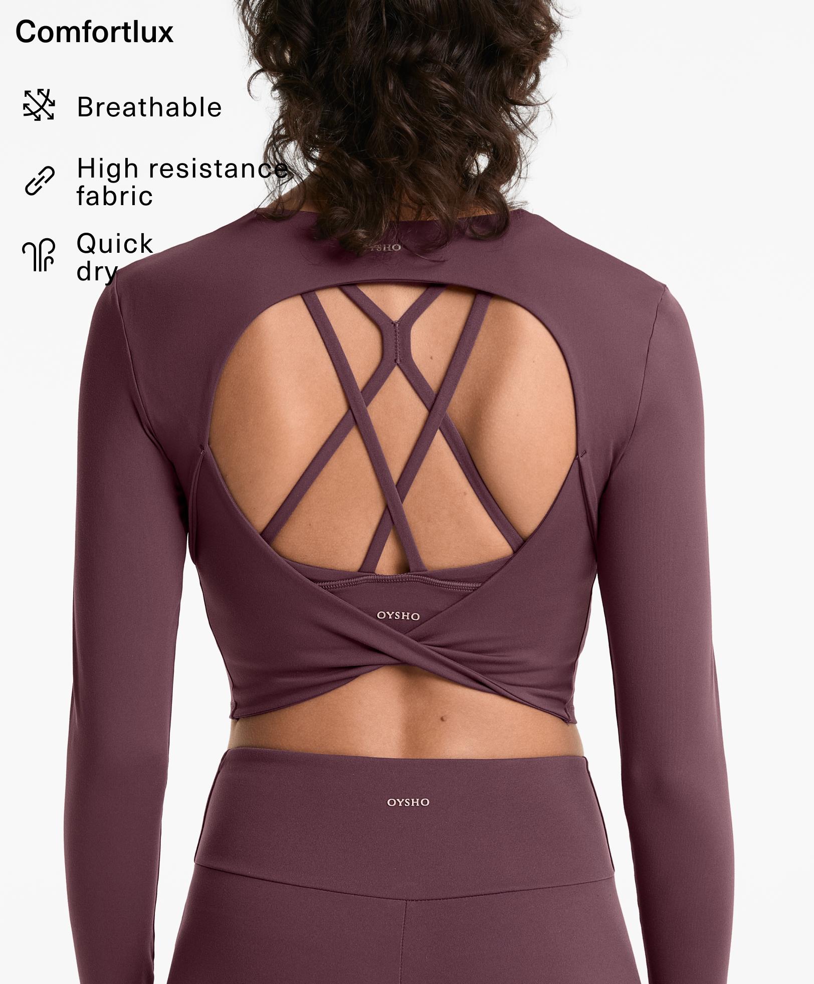 Comfortlux long-sleeved crop top with open back