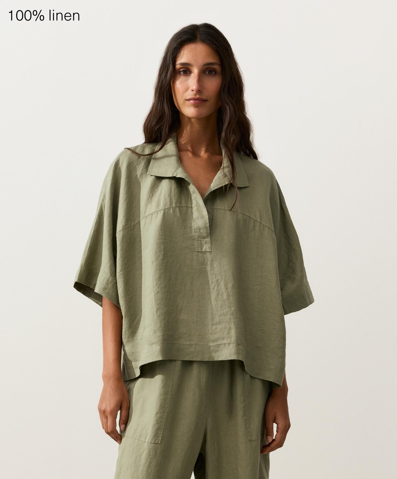 Oversize rövid ujjú ing 100% lenvászonból