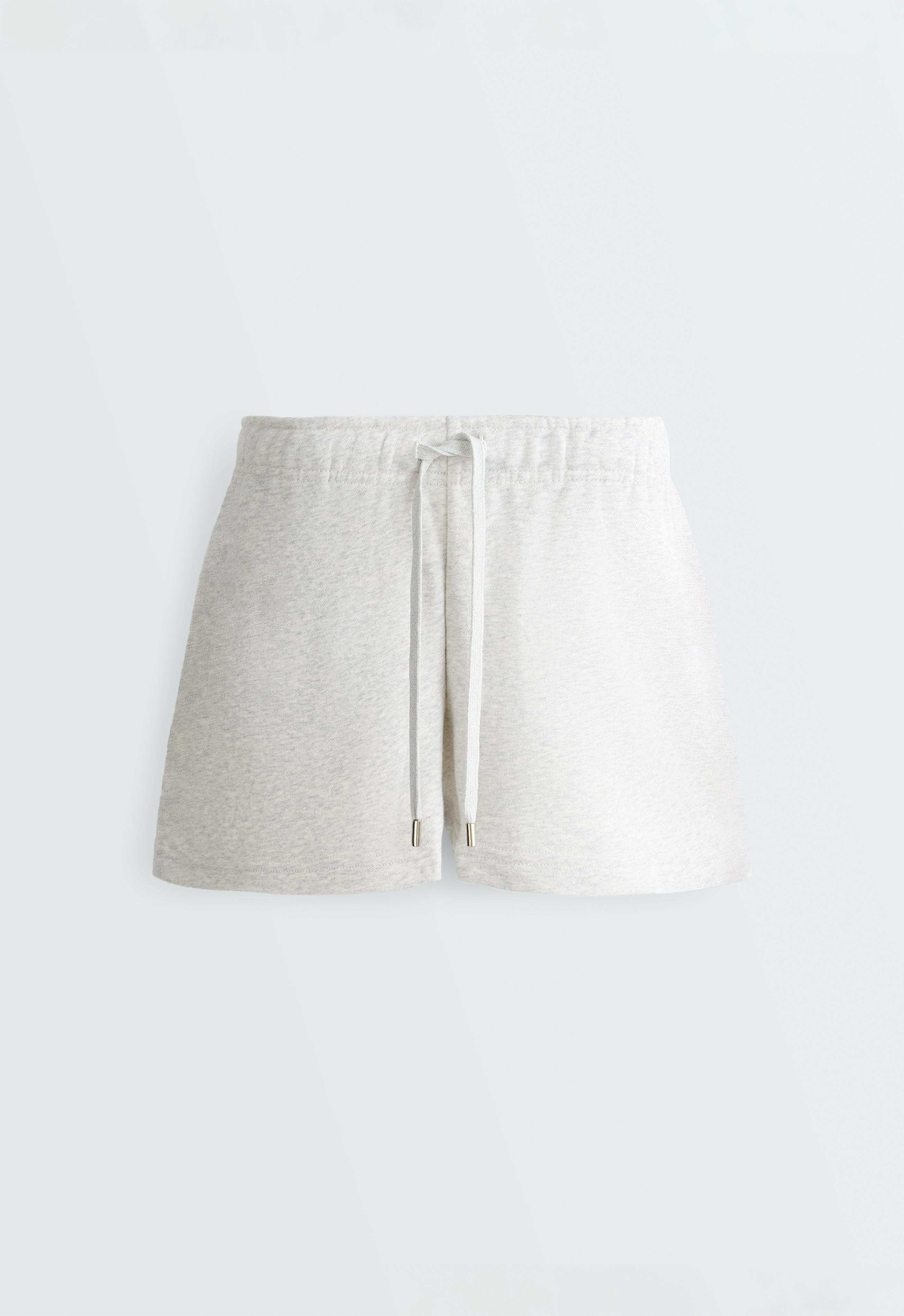 Cotton blend fleece shorts — PALE GREY MELANGE