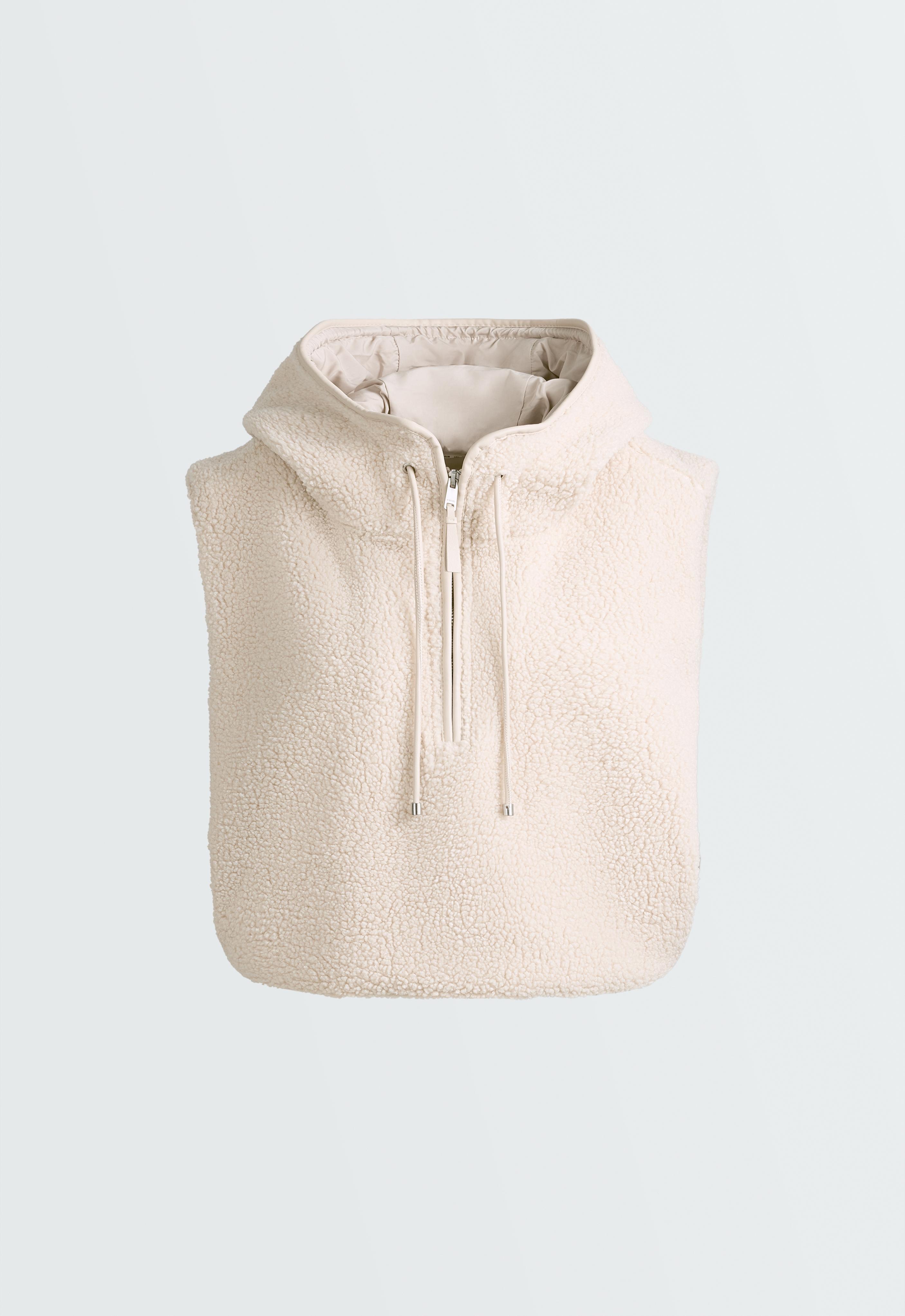 Faux-shearling hooded gilet — CREAM