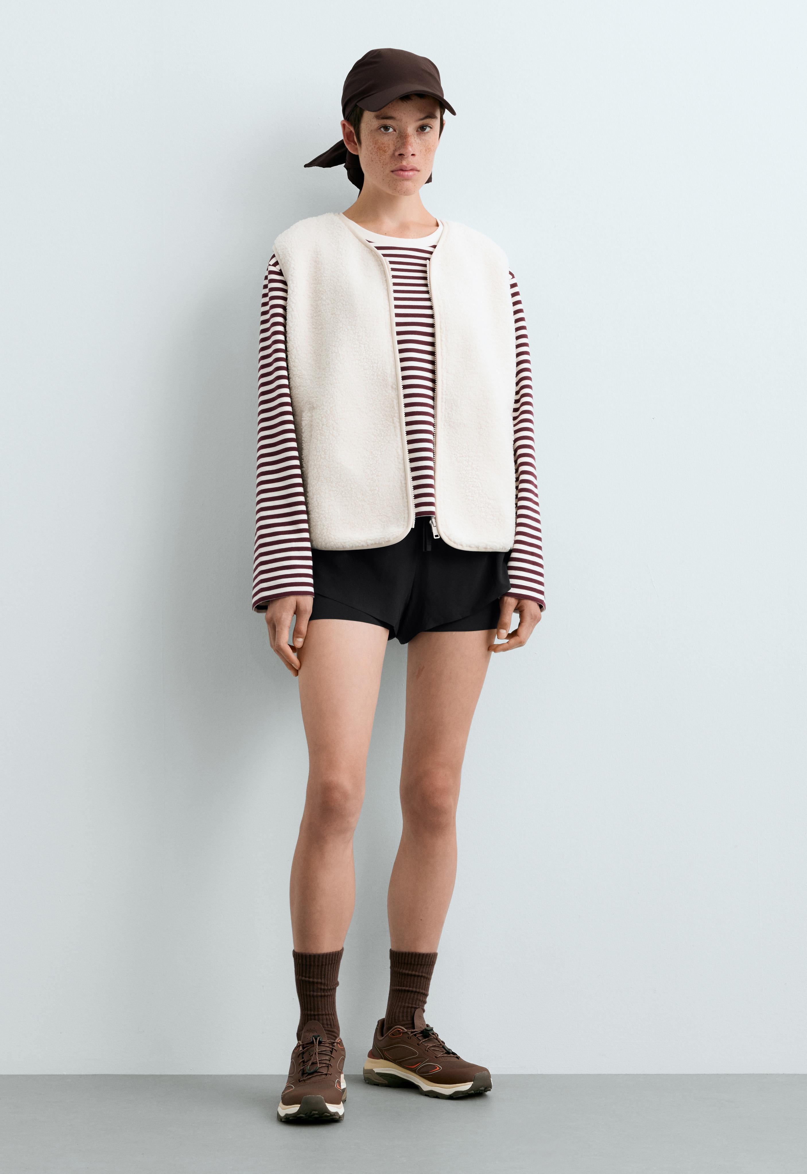 Boxy striped cotton blend long-sleeved T-shirt