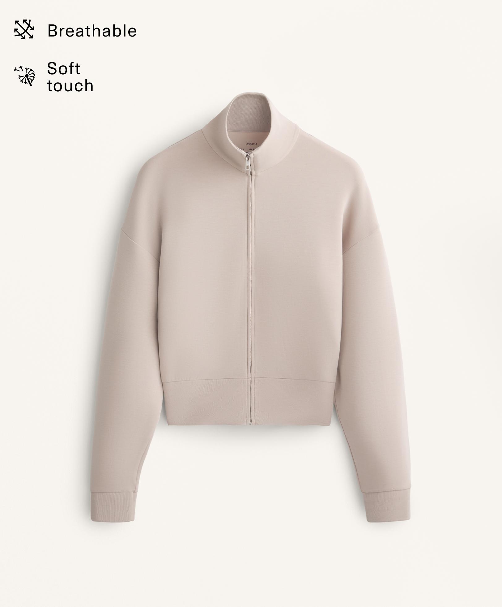 High-collar jacket with soft-touch modal
