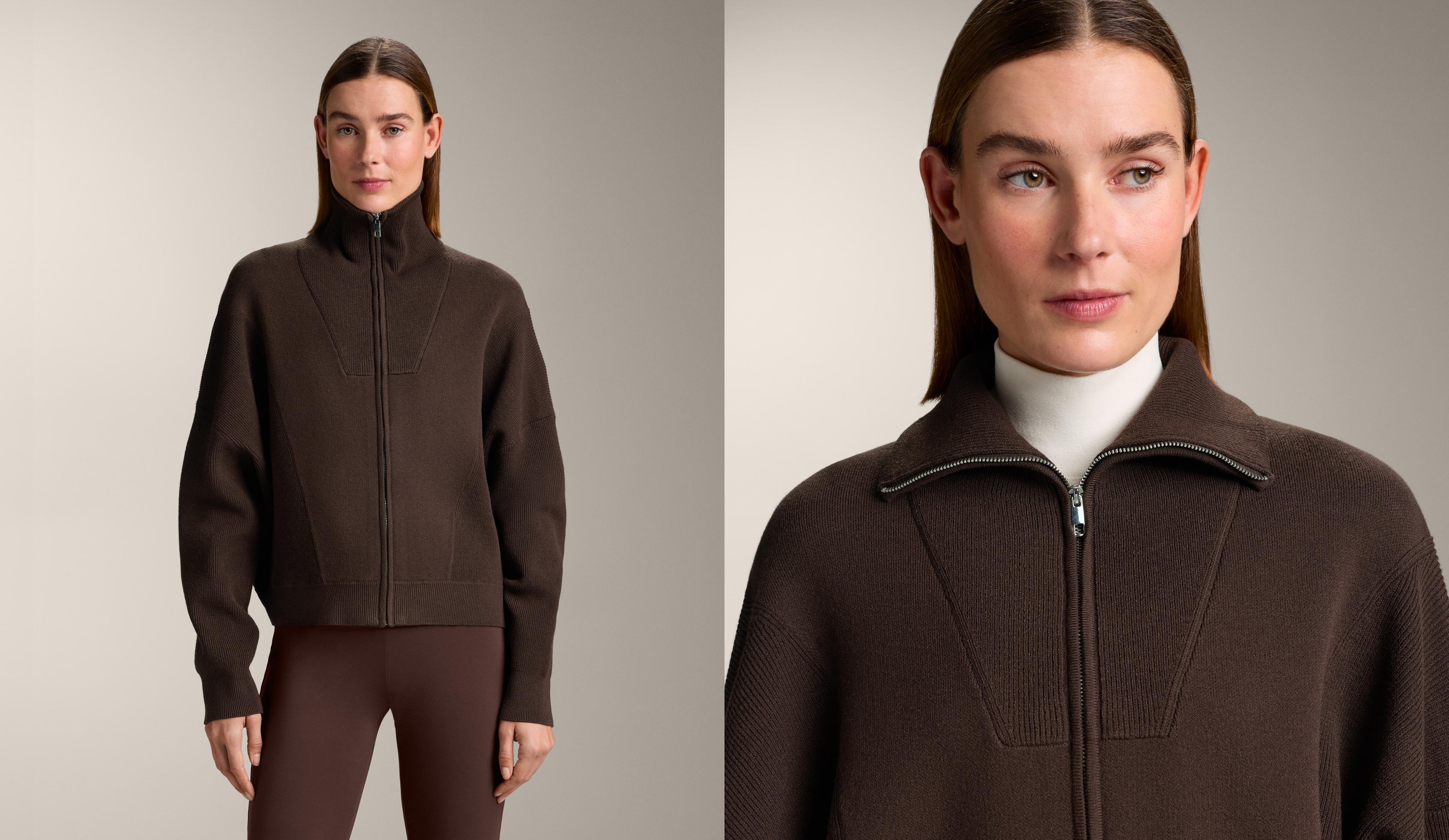 Rib collar knit jacket