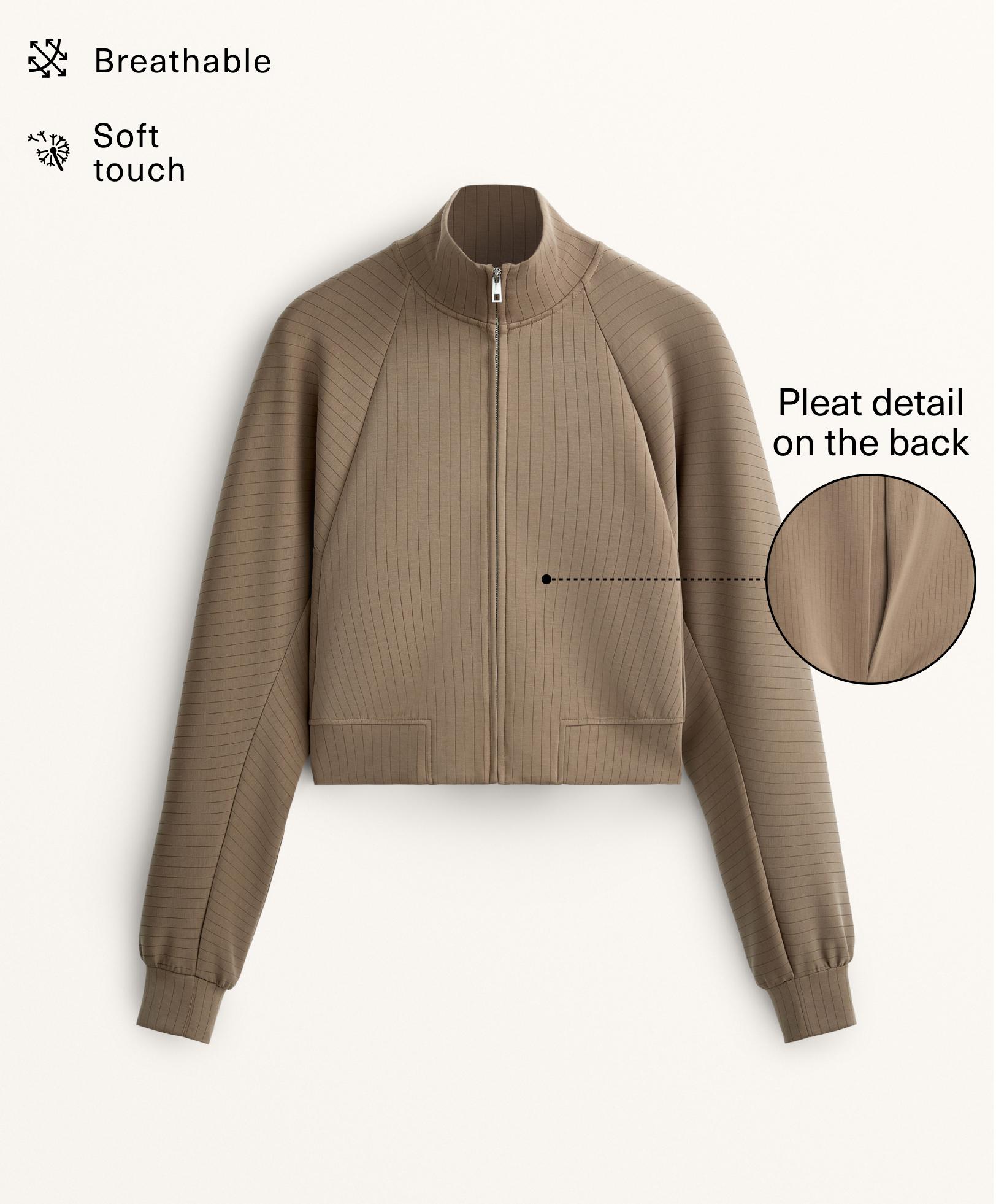 Striped high-neck jacket with soft-touch modal Striped high-neck jacket with soft-touch modal