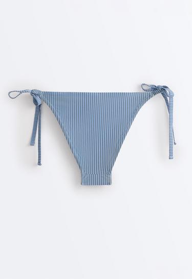 Medium-coverage stripe bikini briefs with ties — SKY BLUE 8