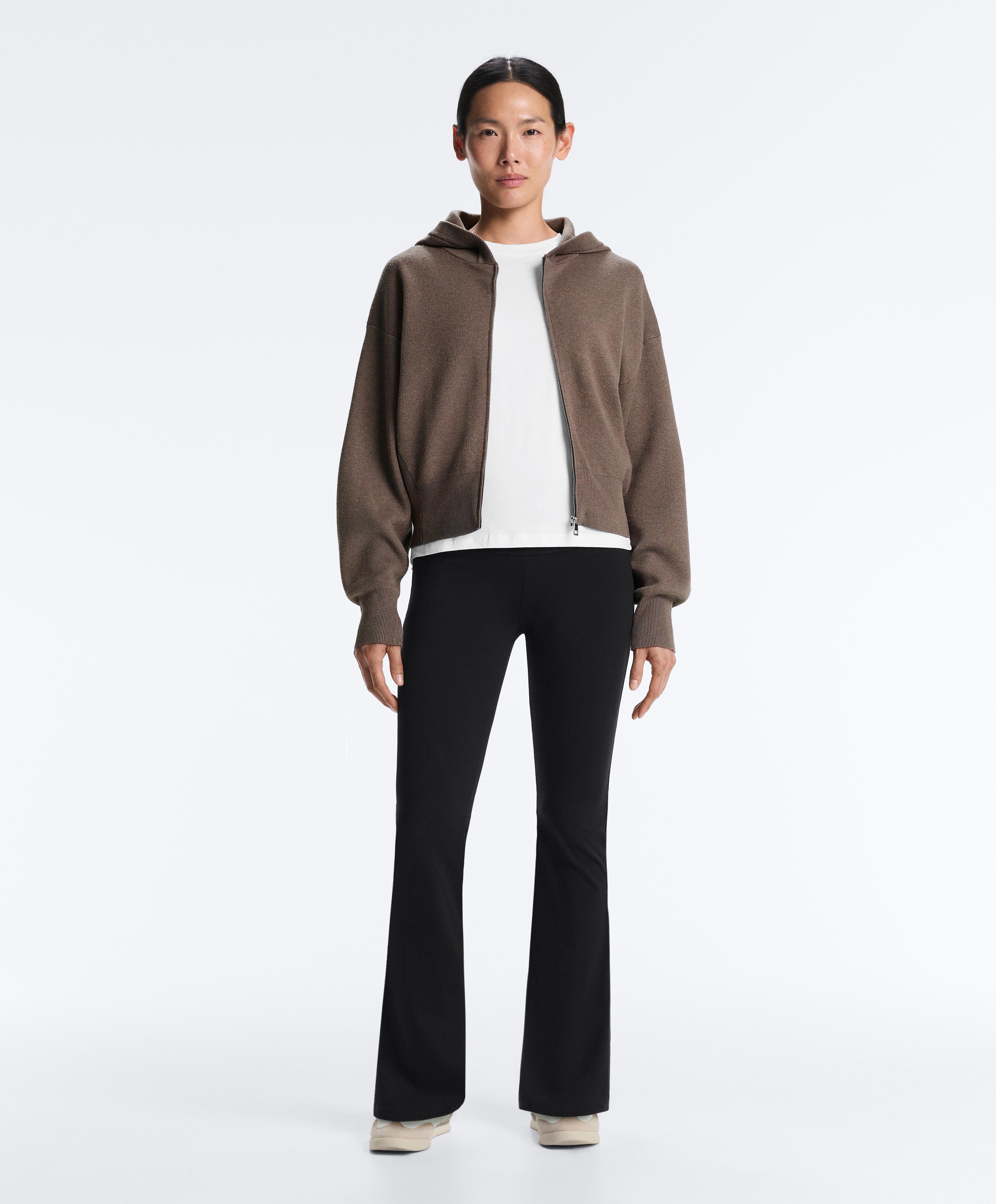 Knit hooded jacket with side details — WASHED TAUPE-MAUVE