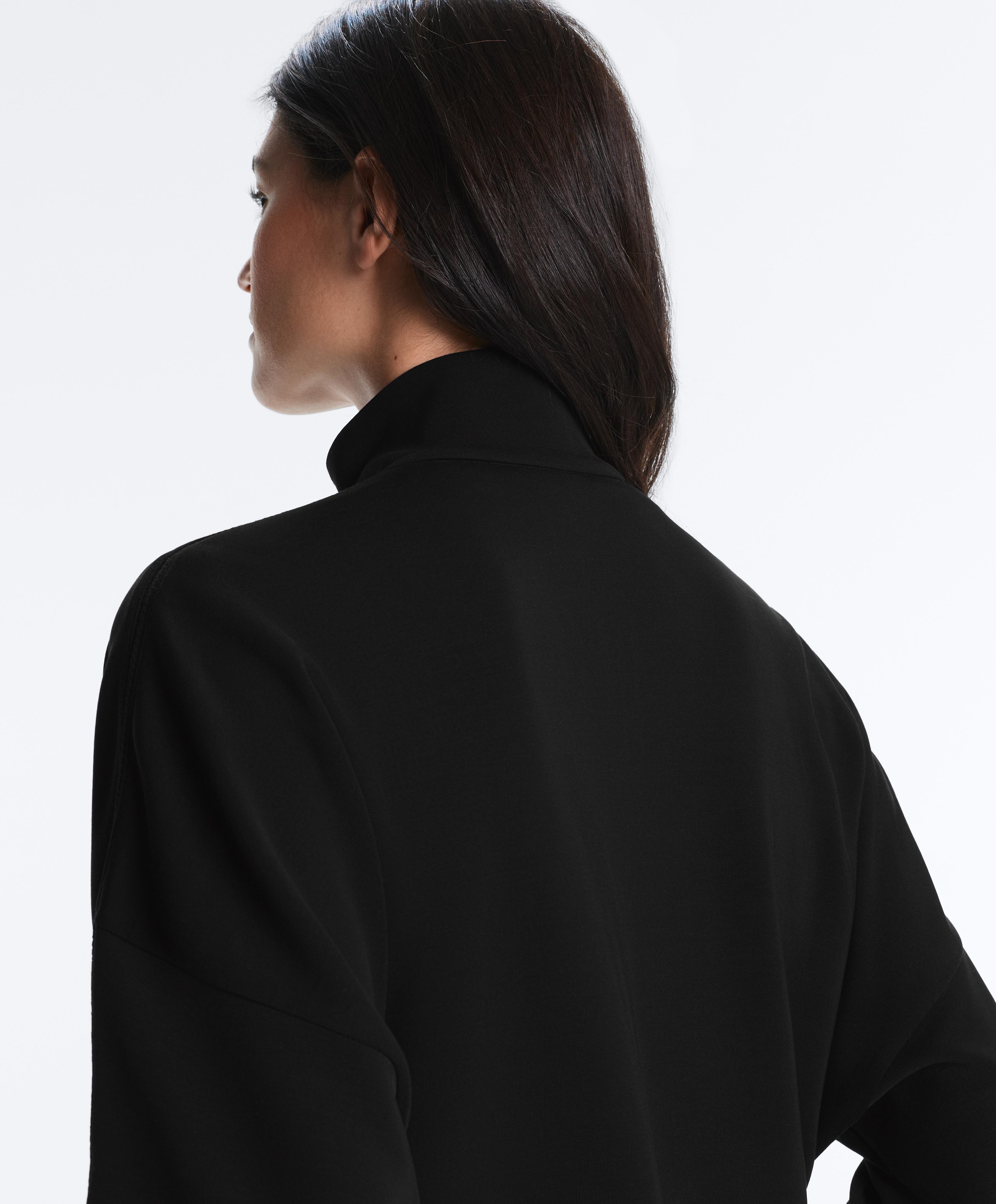 Soft-touch modal jacket with hemstitch — BLACK
