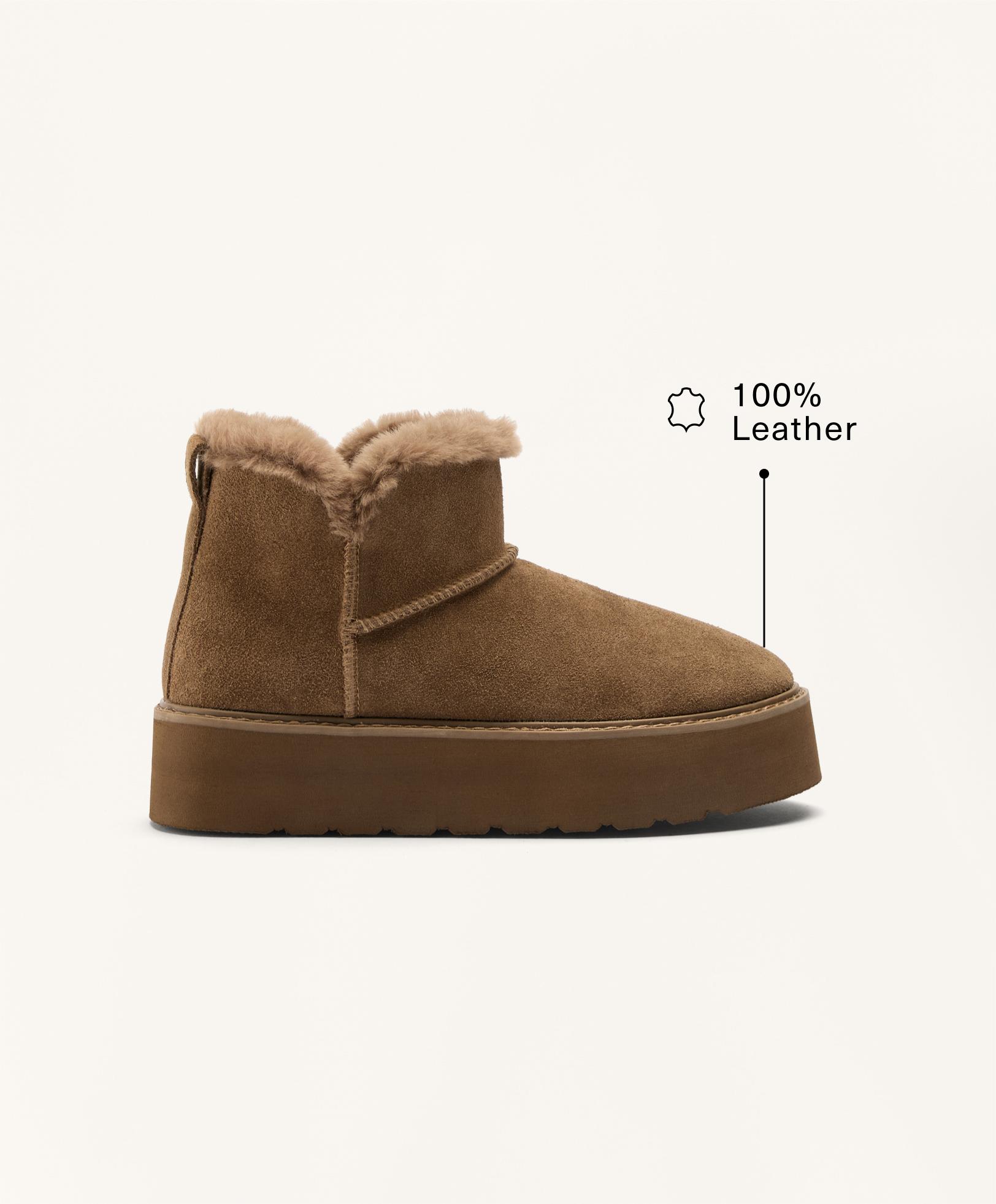Leather platform boot