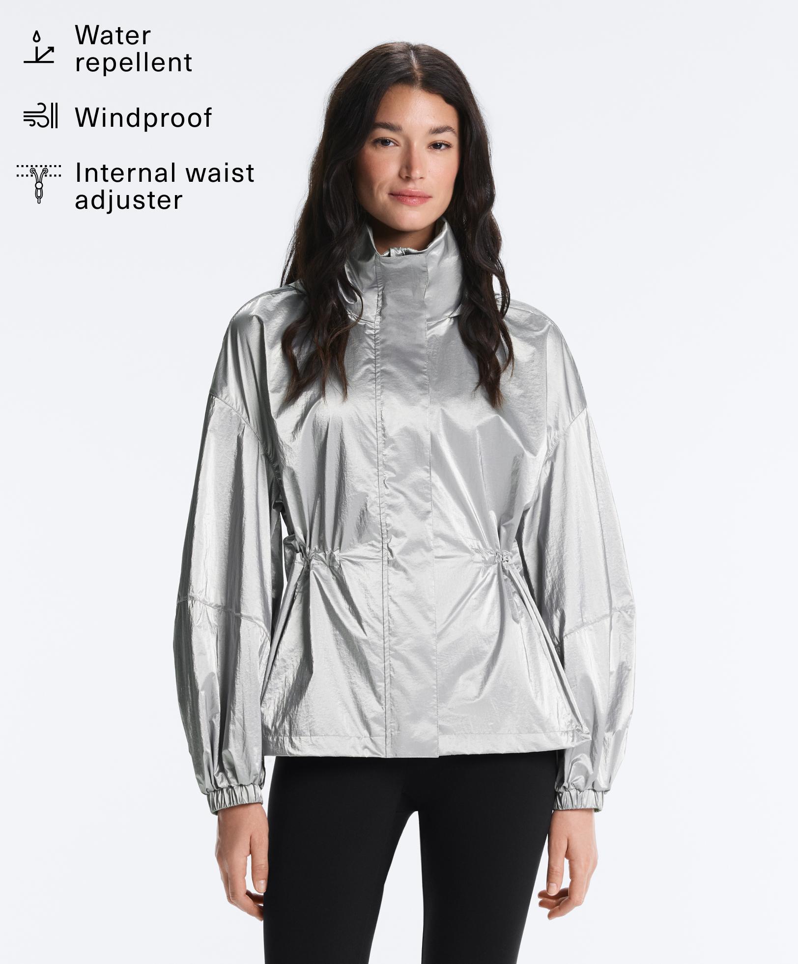 Water-repellent jacket with metallic effect Water-repellent jacket with metallic effect