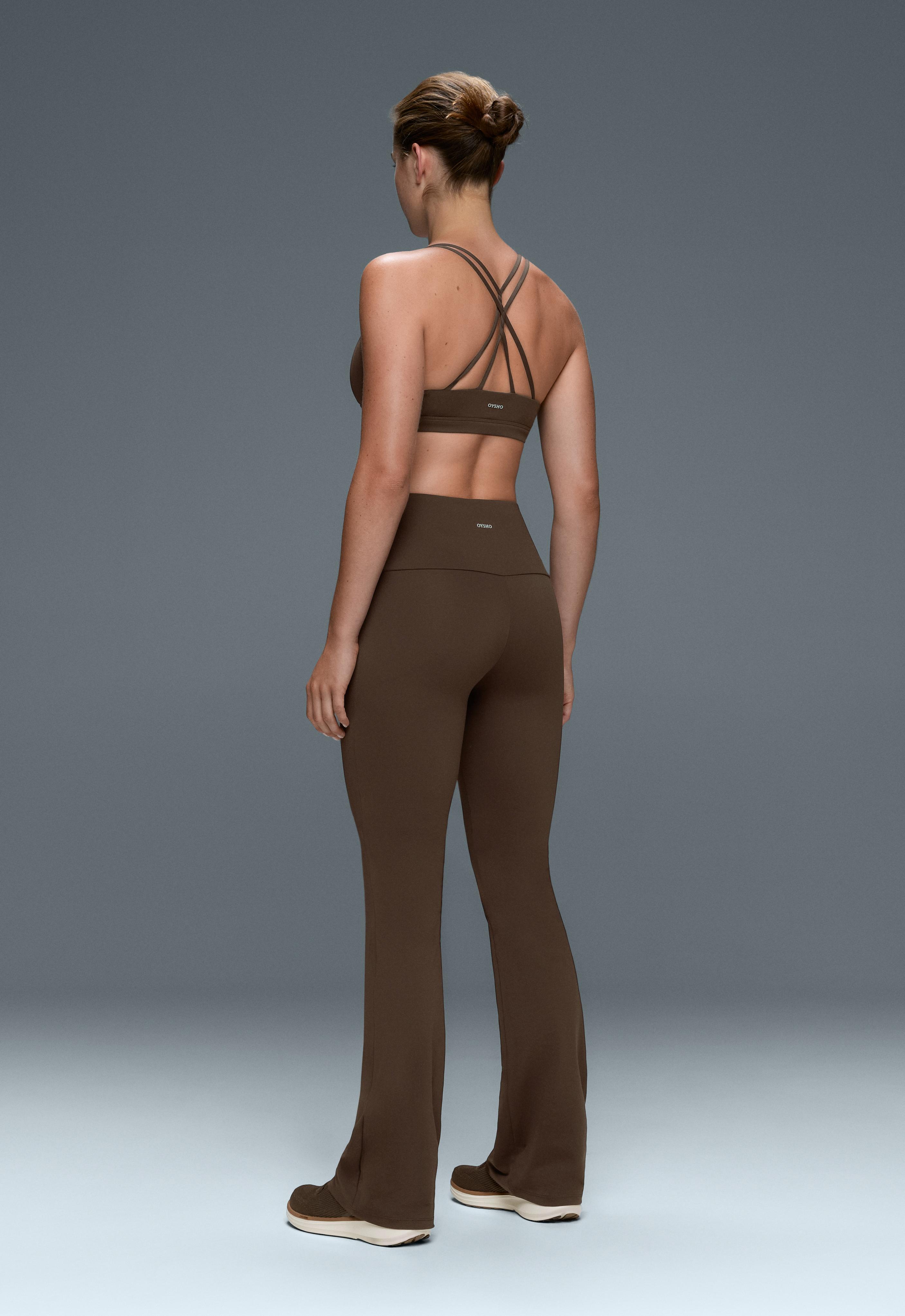 High-rise Comfortlux flare trousers — DARK BROWN