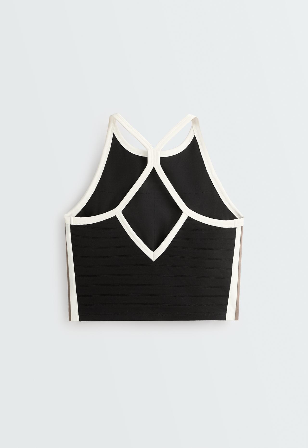 Contrast-piped comfortlux tank top — BLACK