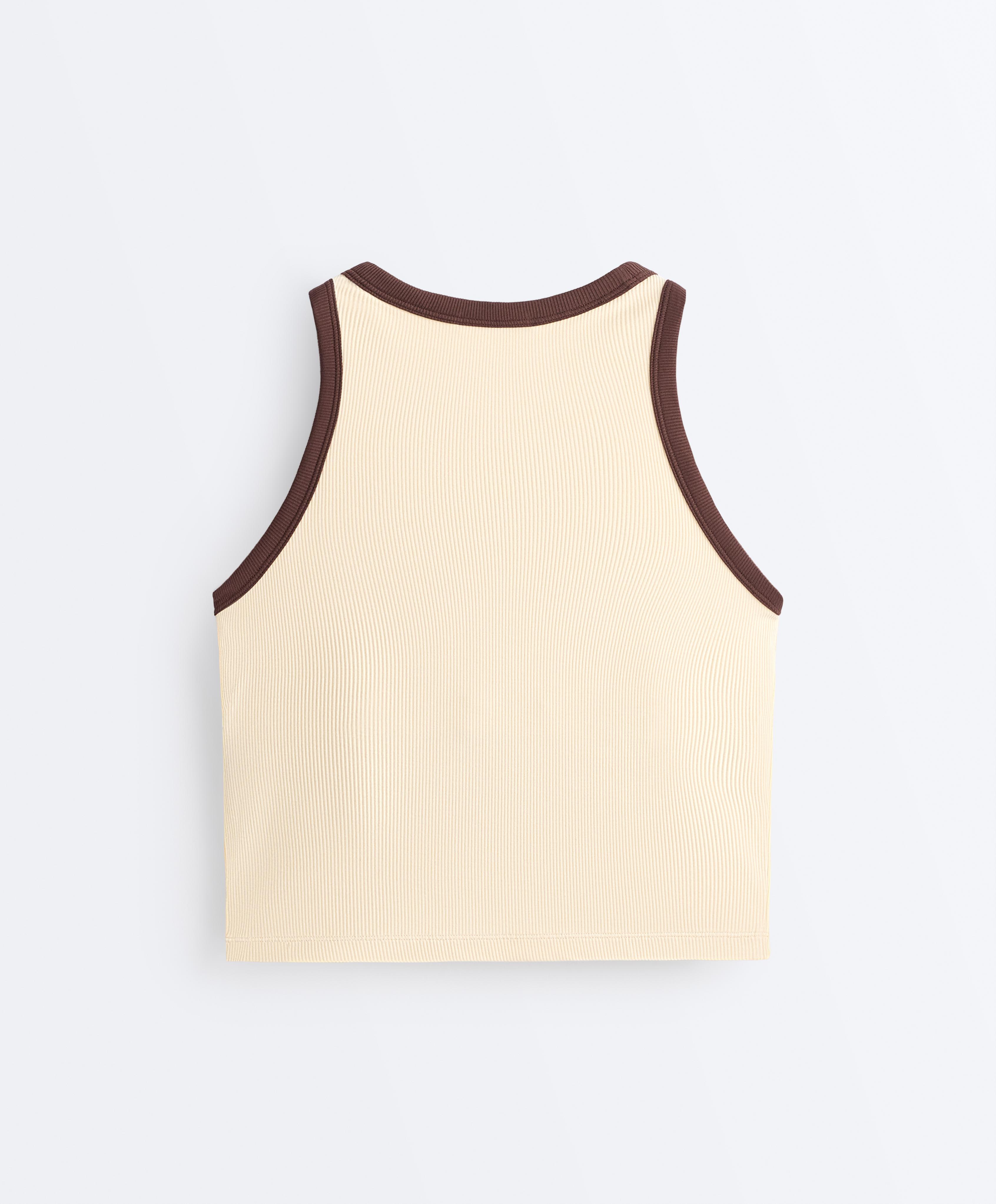 Rib modal blend long tank top — VANILLA