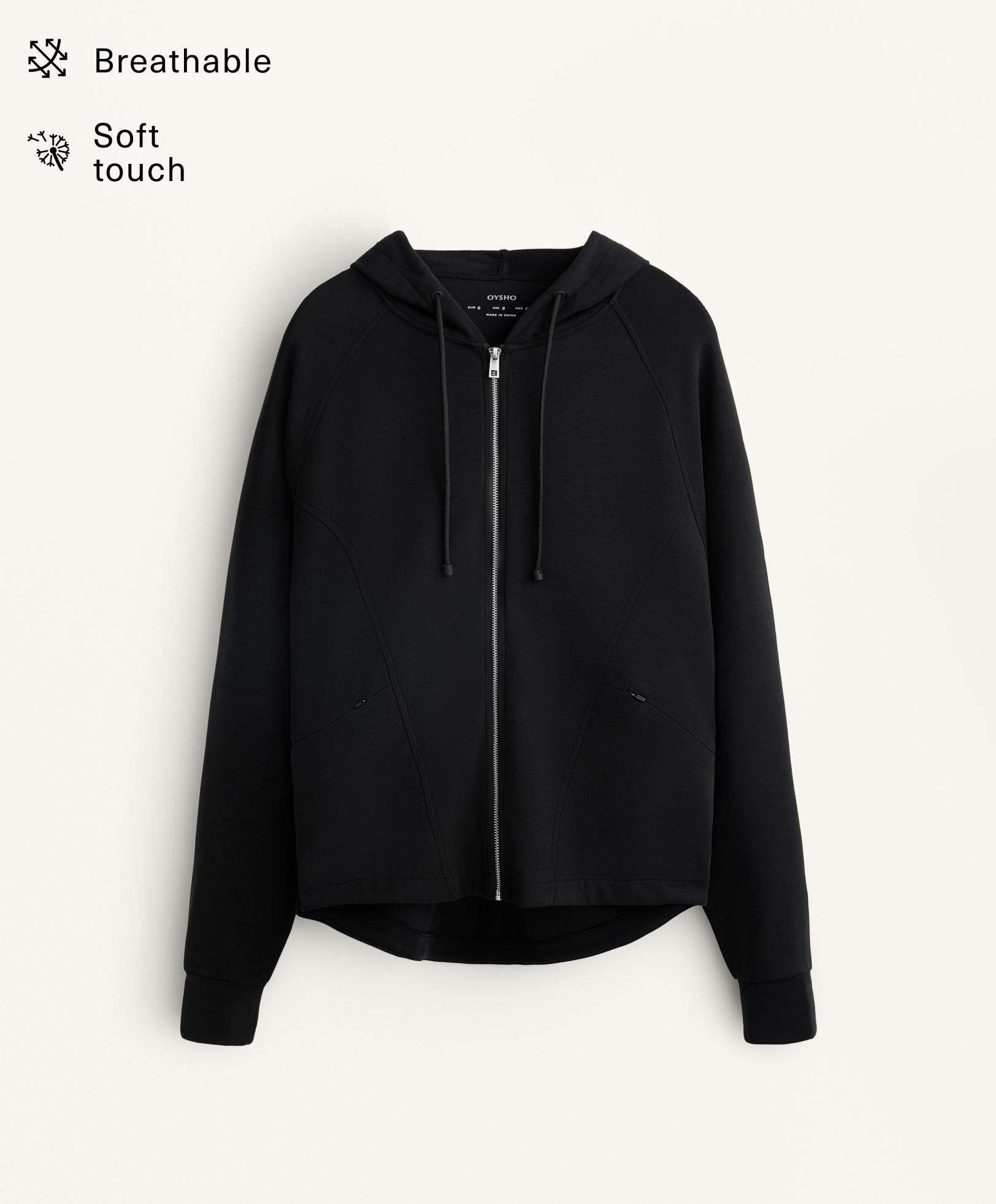 Knit hooded jacket with modal