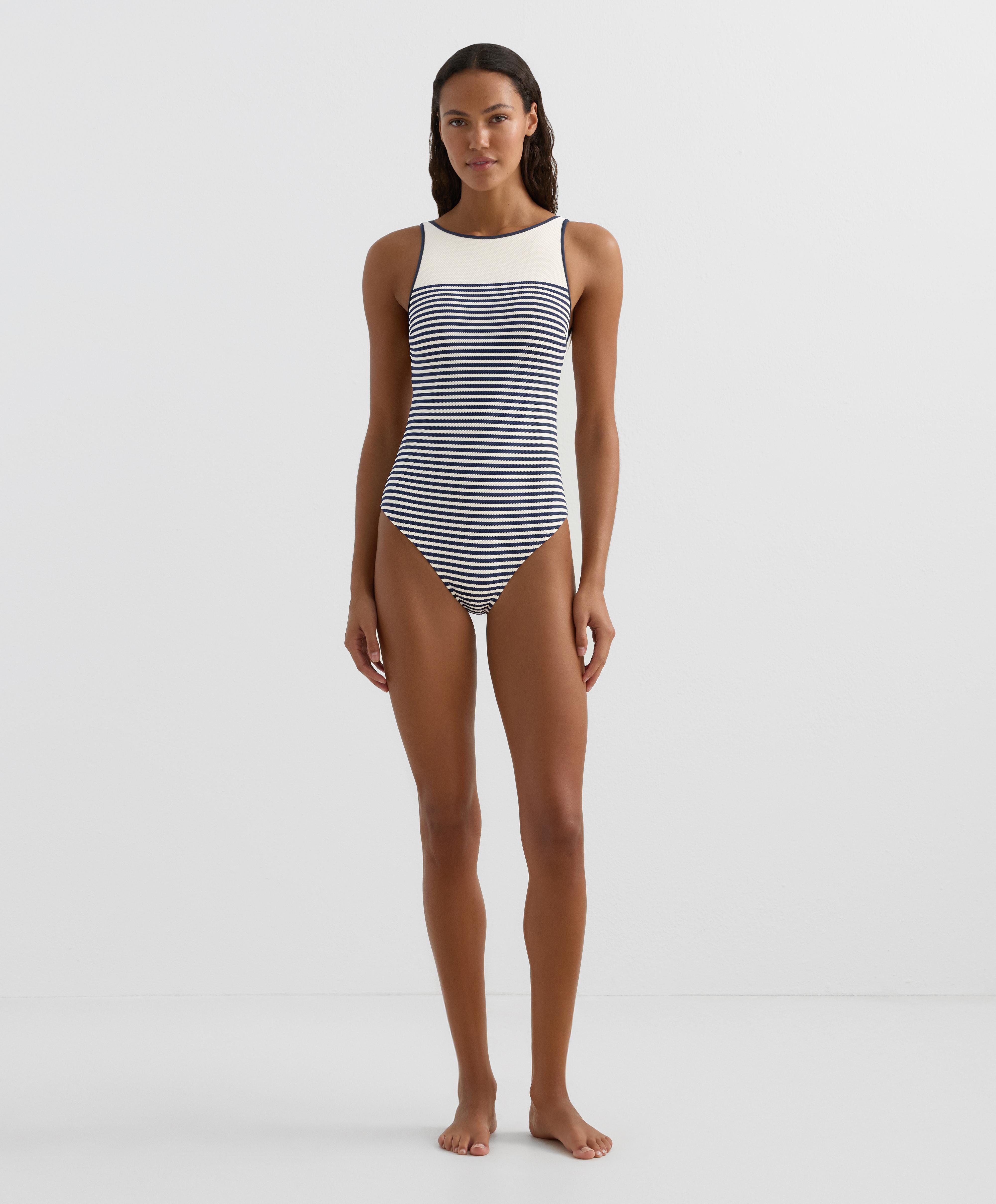 Bañador halter estructura raya